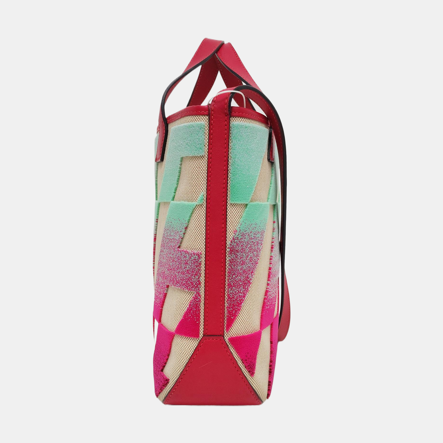 HERMÈS Cabas H En Biais Ivory Canvas Floral Single Shoulder Bag Handbag Z-(SKU)-969093795