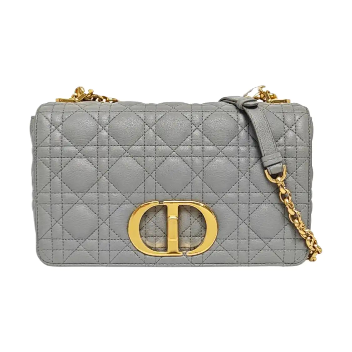 DIOR Dior Caro Medium Gray Calfskin Quilted Crossbody Bag Single Shoulder Bag Gold Hardware Removable Strap-(SKU)-969611212