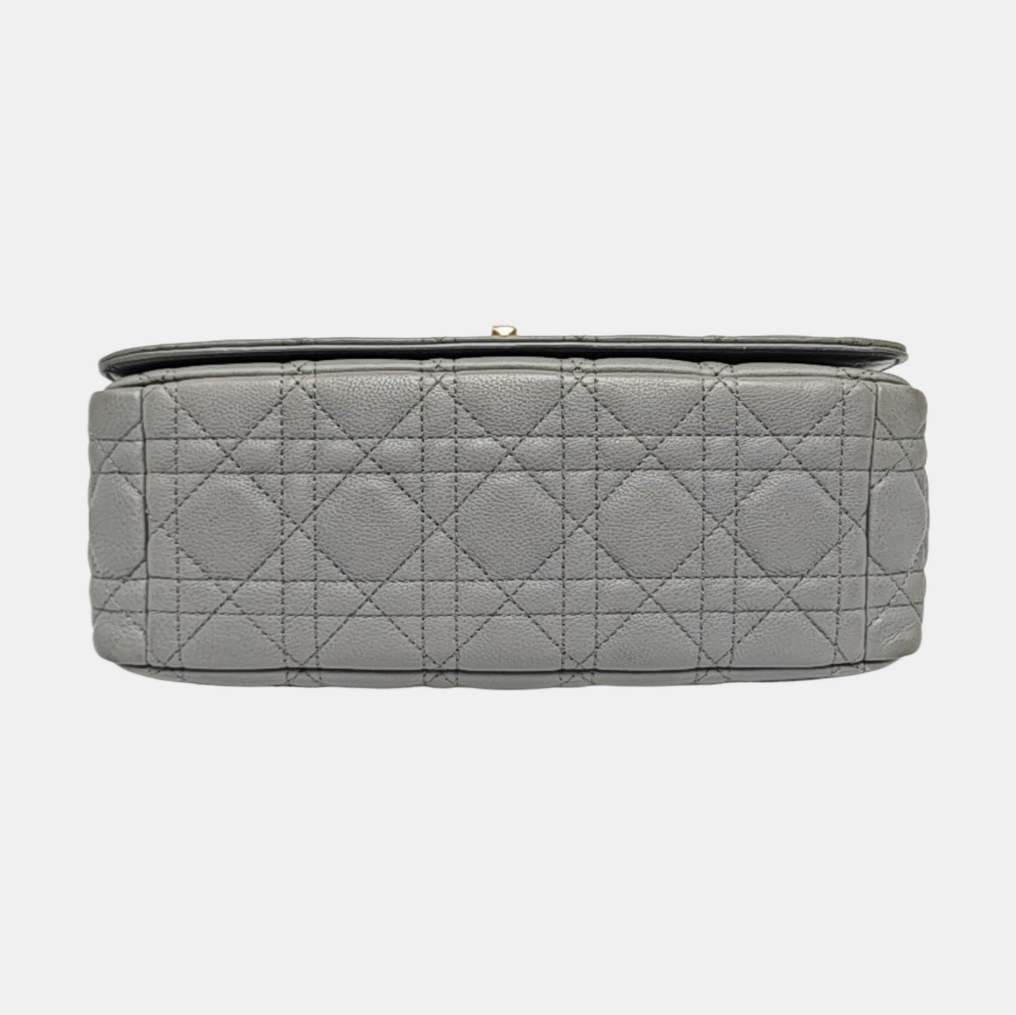 DIOR Dior Caro Medium Gray Calfskin Quilted Crossbody Bag Single Shoulder Bag Gold Hardware Removable Strap-(SKU)-969611212