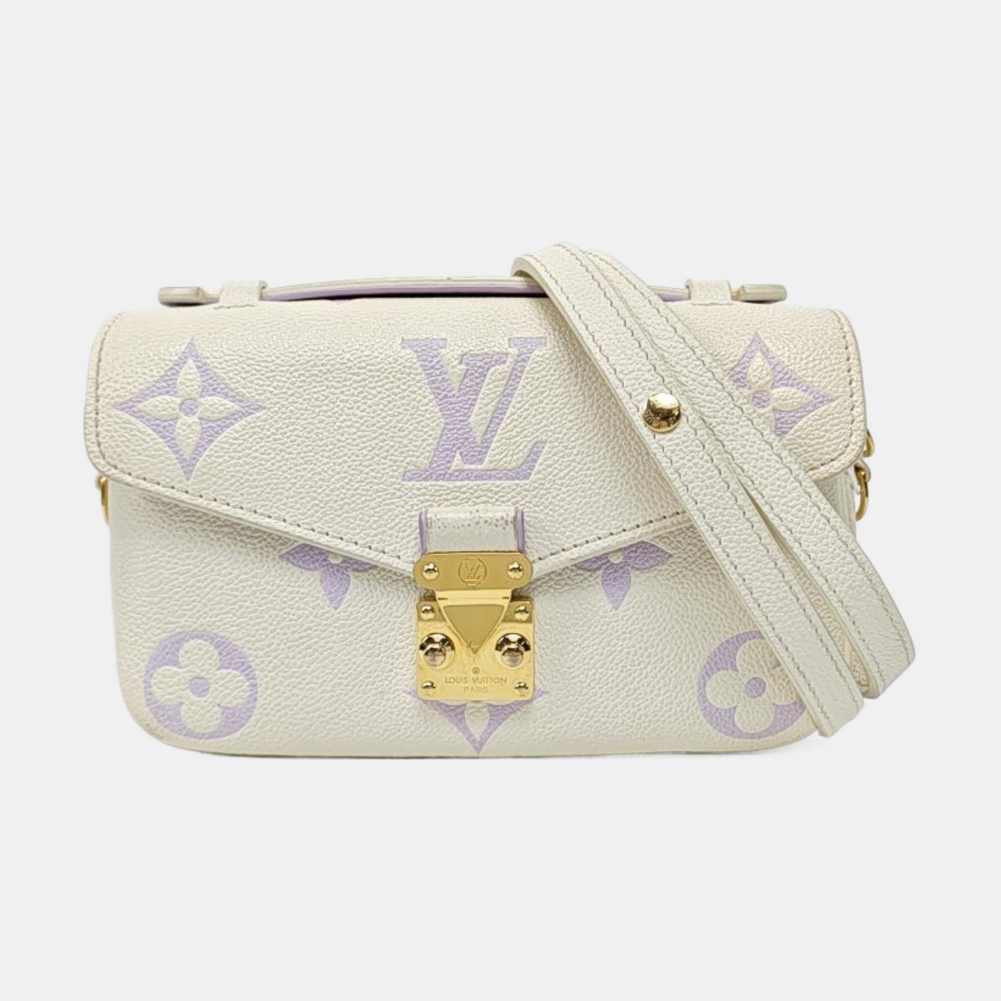 LOUIS VUITTON MÉTIS EAST WEST White Leather Monogram Embossed Messenger Bag Crossbody Tote Bag Shoulder Bag Golden Hardware Removable Shoulder Strap-(SKU)-963714224