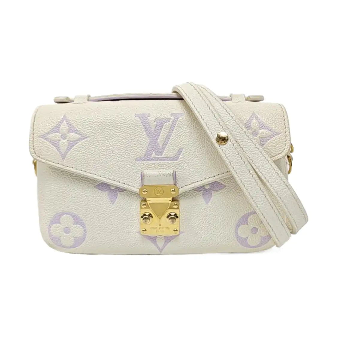 LOUIS VUITTON MÉTIS EAST WEST White Leather Monogram Embossed Messenger Bag Crossbody Tote Bag Shoulder Bag Golden Hardware Removable Shoulder Strap-(SKU)-963714224