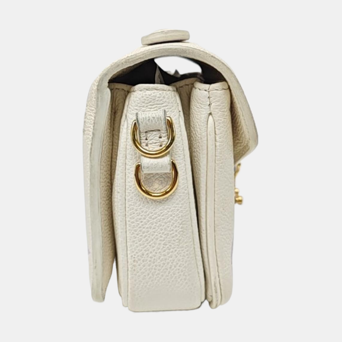 LOUIS VUITTON MÉTIS EAST WEST White Leather Monogram Embossed Messenger Bag Crossbody Tote Bag Shoulder Bag Golden Hardware Removable Shoulder Strap-(SKU)-963714224