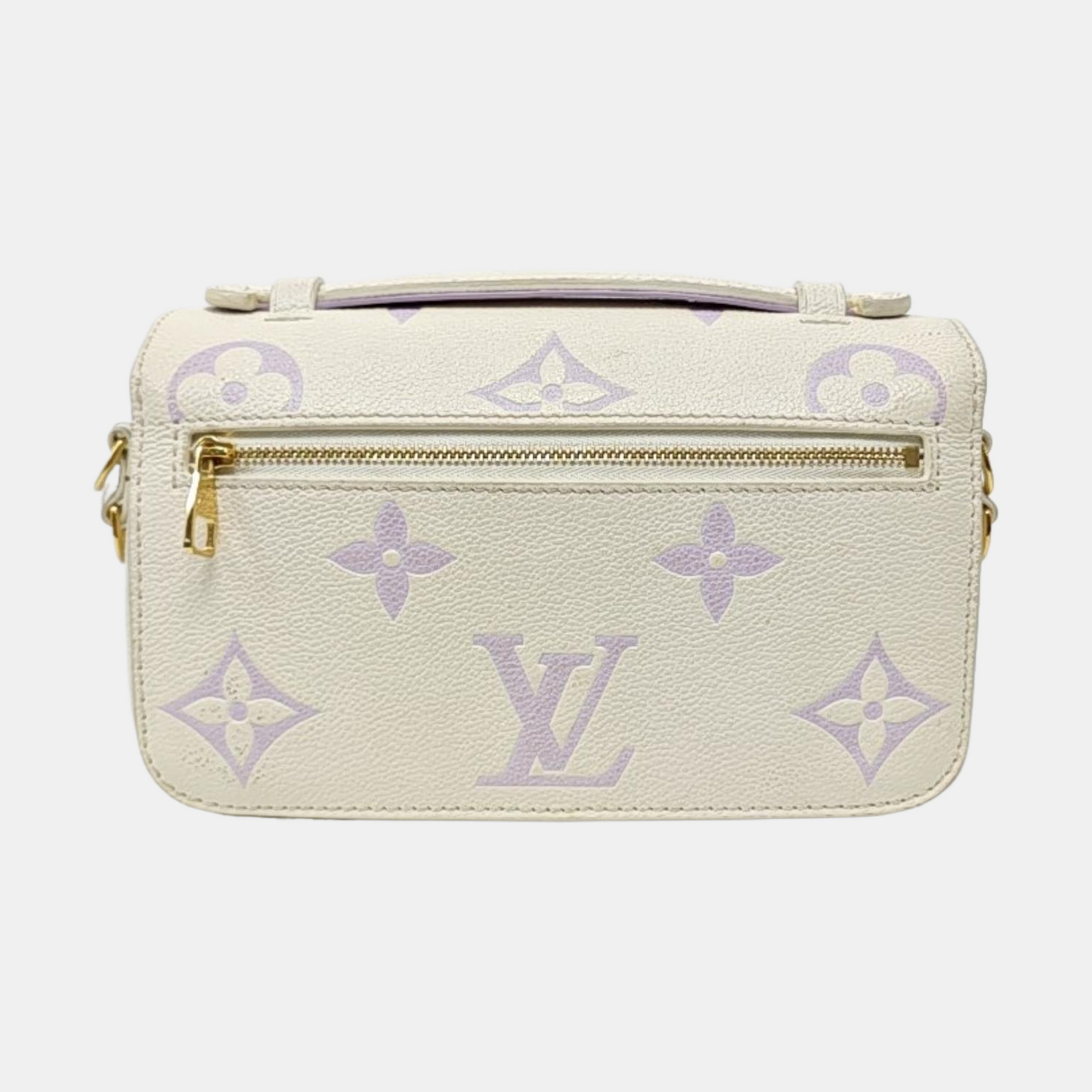 LOUIS VUITTON MÉTIS EAST WEST White Leather Monogram Embossed Messenger Bag Crossbody Tote Bag Shoulder Bag Golden Hardware Removable Shoulder Strap-(SKU)-963714224