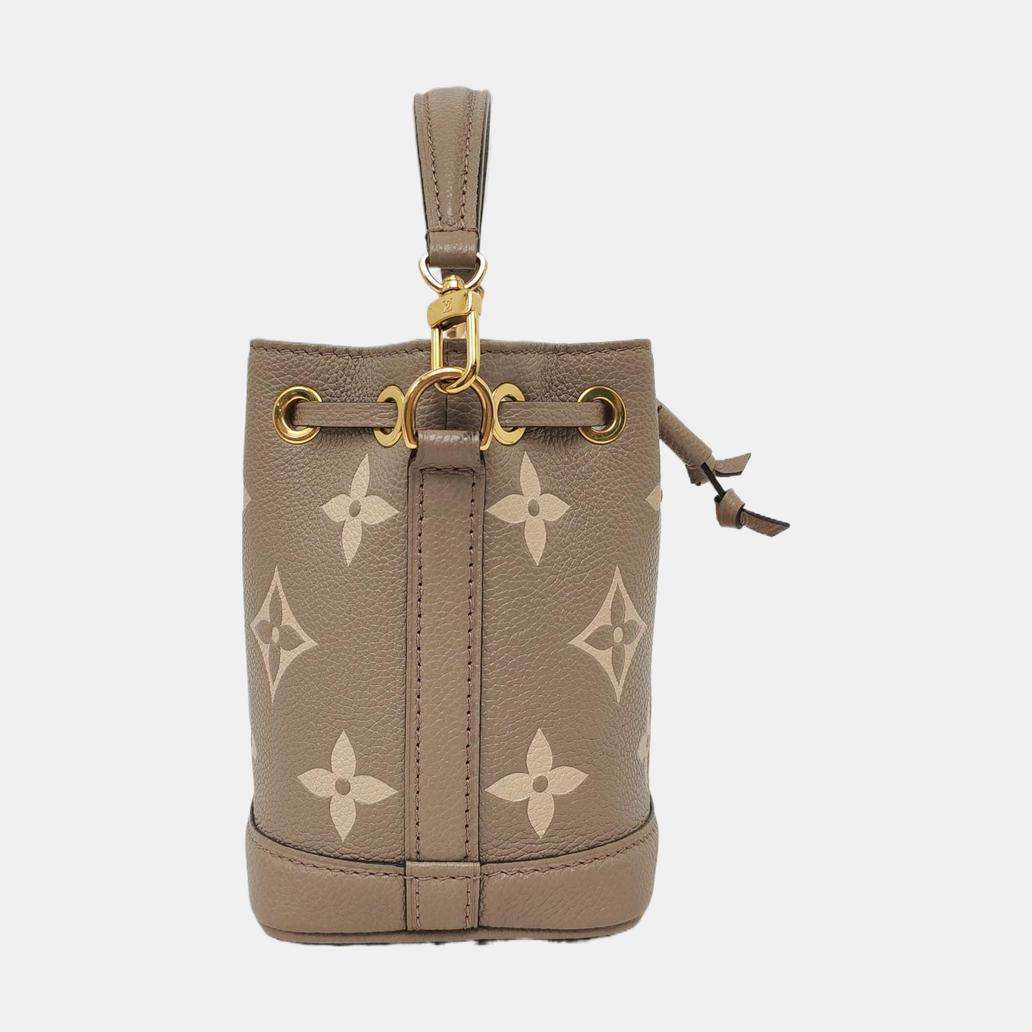 LOUIS VUITTON NOÉ Nano Grey Leather Monogram Water Ripple Bucket Bag Single Shoulder Bag Crossbody Bag with Detachable Strap-(SKU)-969624255