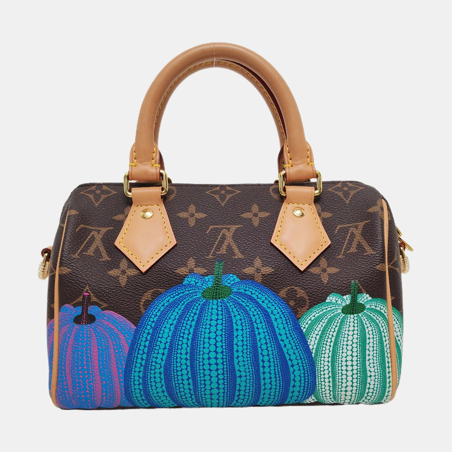 LOUIS VUITTON SPEEDY 20 Brown Coated Canvas Monogram Print Single Shoulder Bag Handbag Crossbody Bag Detachable Strap-(SKU)-969020849