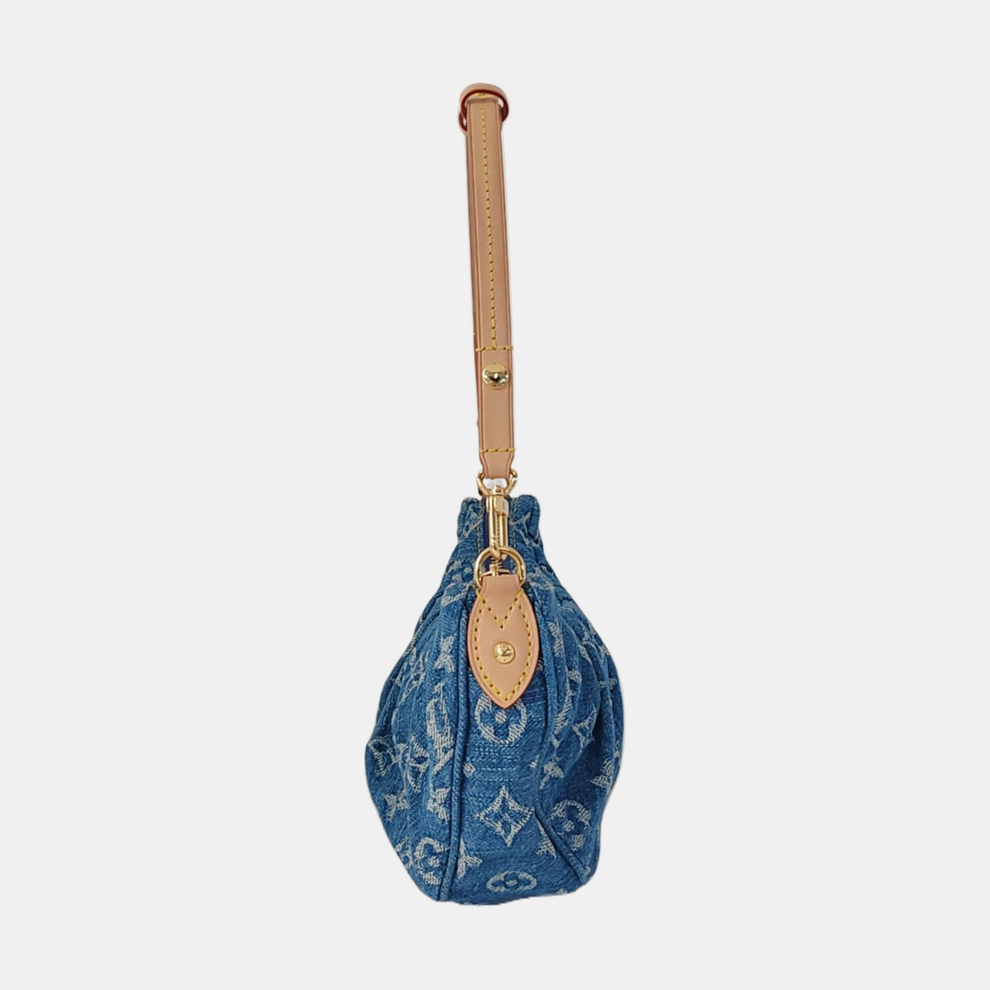 LOUIS VUITTON POCHETTE VALLEY Blue Denim Monogram Jacquard Handbag Shoulder Bag Gold Hardware Detachable Strap-(SKU)-969614948