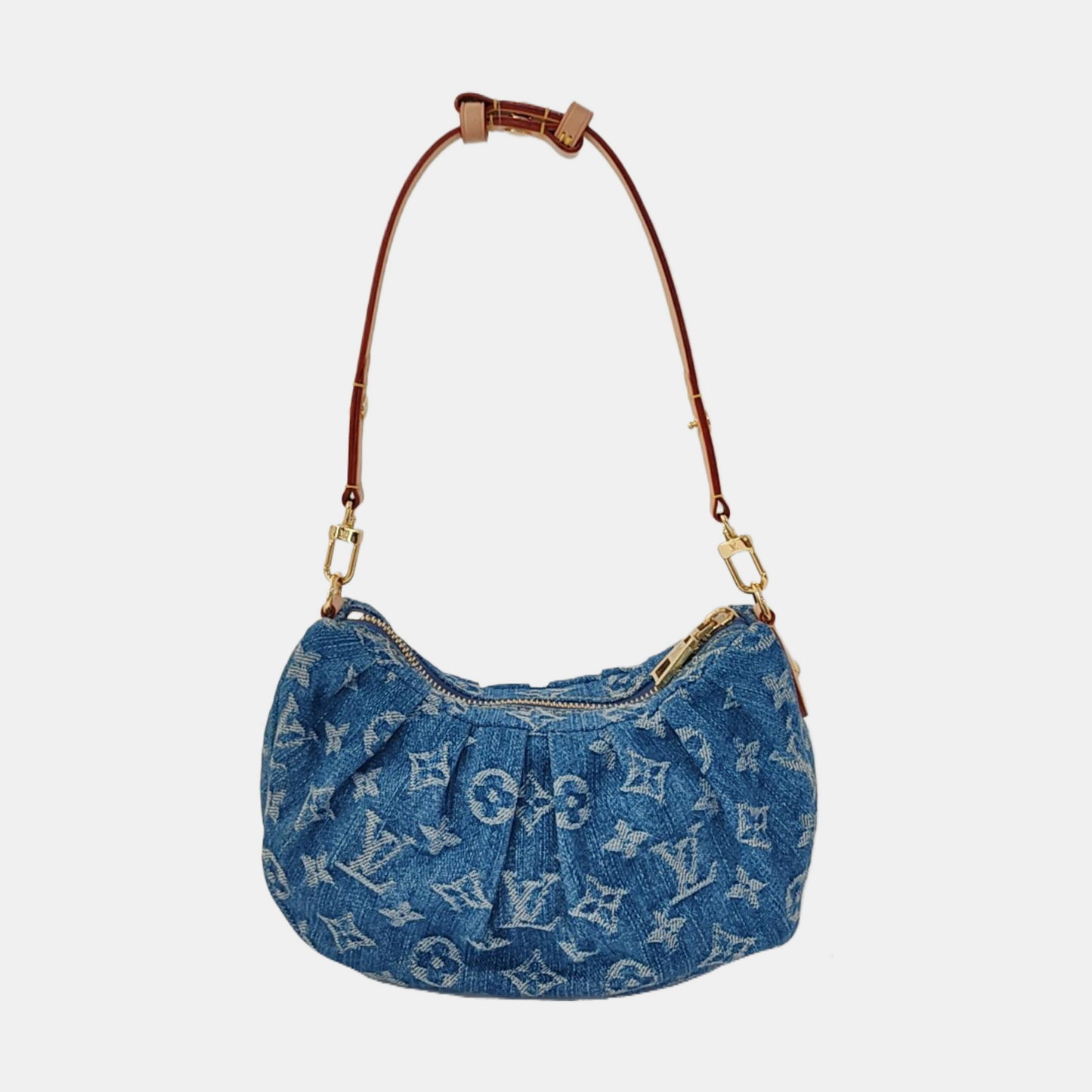 LOUIS VUITTON POCHETTE VALLEY Blue Denim Monogram Jacquard Handbag Shoulder Bag Gold Hardware Detachable Strap-(SKU)-969614948