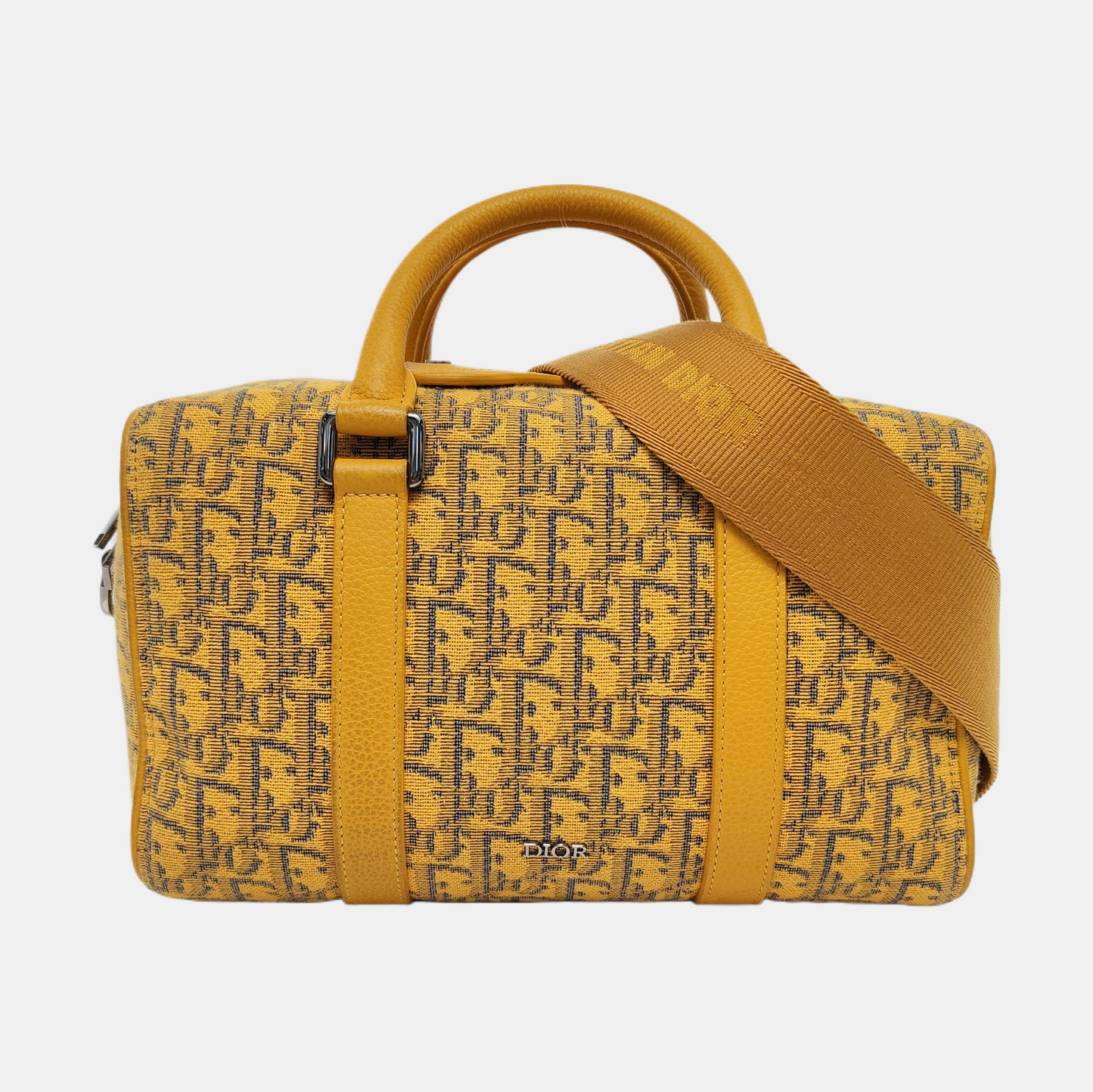 DIOR Lingot Yellow Canvas Monogram Boston Bag Crossbody Shoulder Bag Tote Bag-(SKU)-969531288