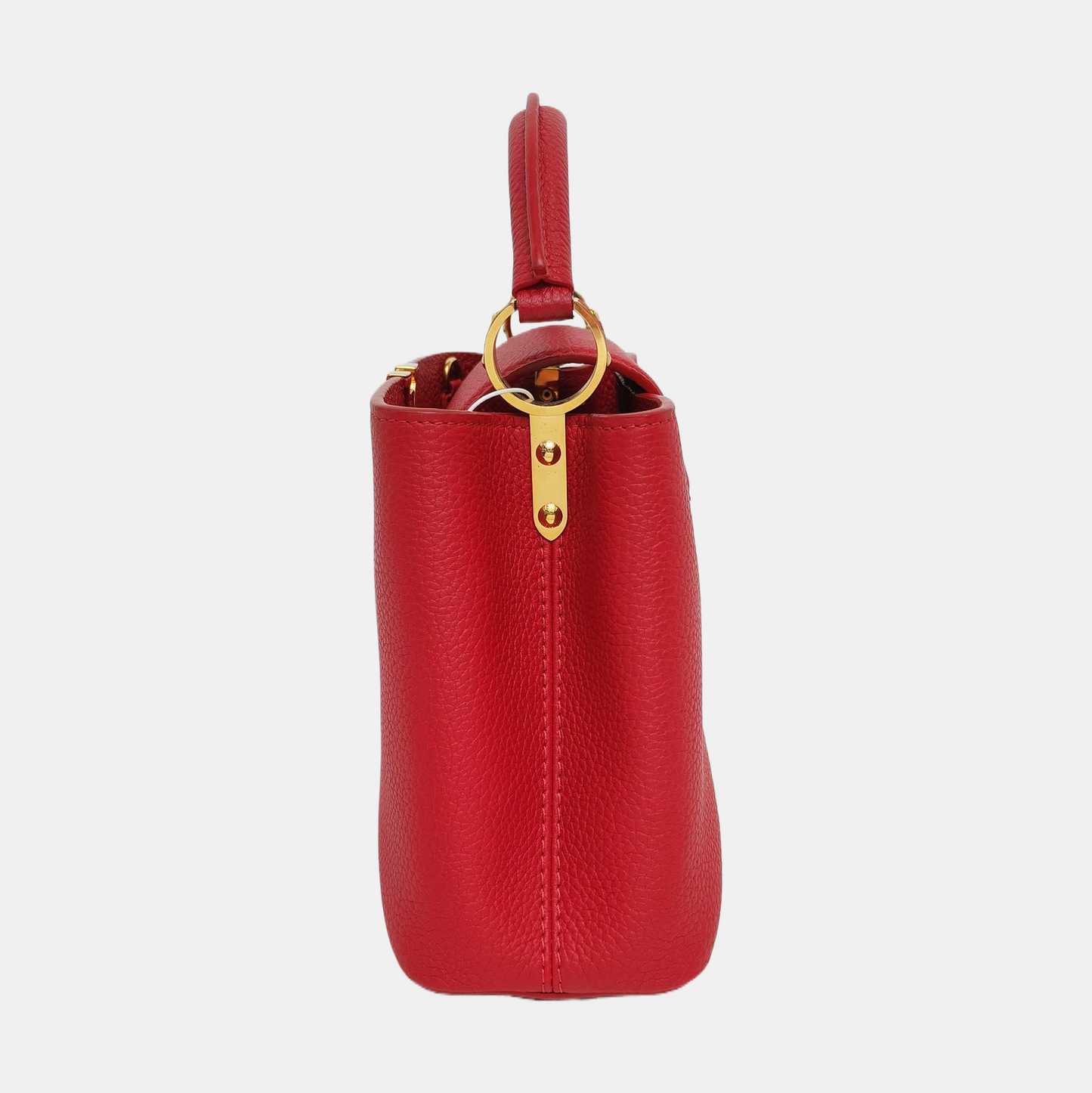 LOUIS VUITTON CAPUCINES BB Red Calfskin Single Shoulder Bag Handbag Crossbody Bag Gold Hardware Removable Shoulder Strap-(SKU)-969386488