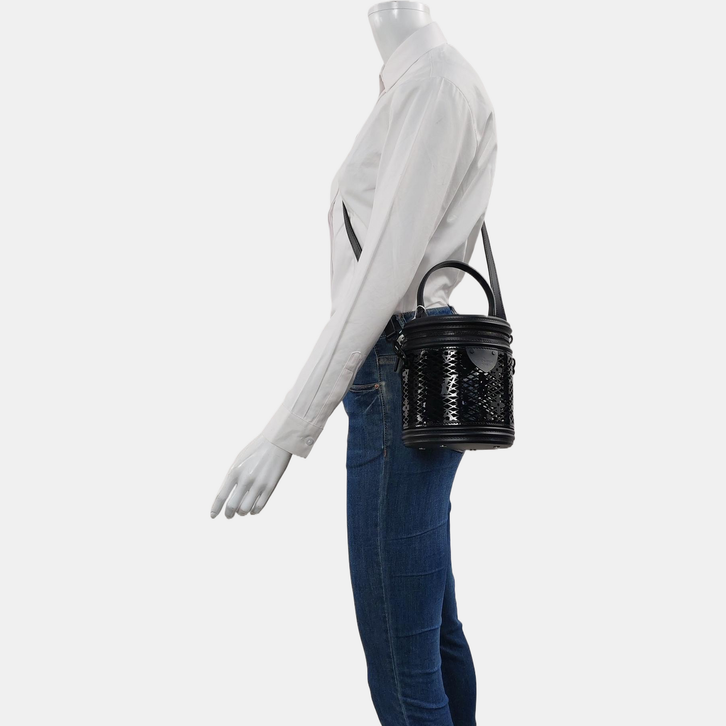 LOUIS VUITTON CANNES Black Calfskin Leather Monogram Cutout Money Can’t Buy Crossbody Shoulder Bag Tote Bag Black Hardware Removable Shoulder Strap-(SKU)-969797691