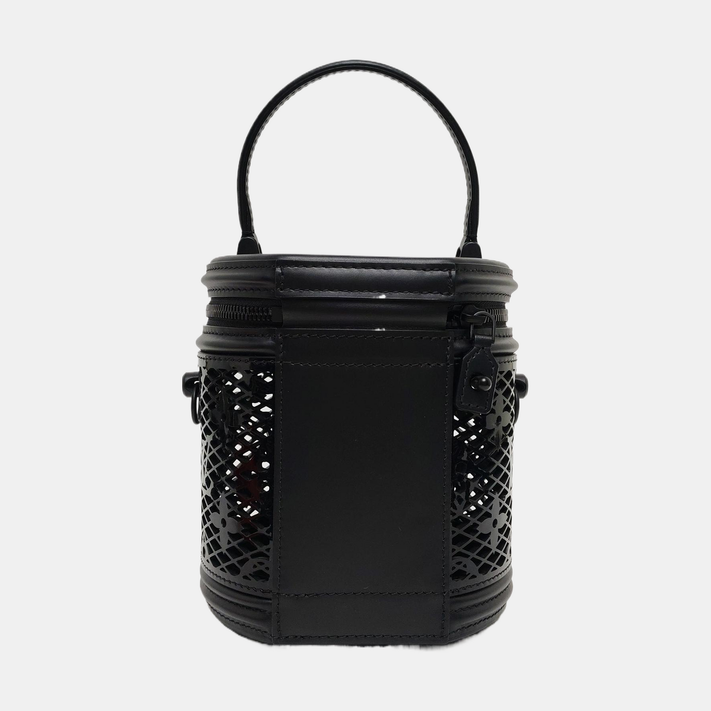 LOUIS VUITTON CANNES Black Calfskin Leather Monogram Cutout Money Can’t Buy Crossbody Shoulder Bag Tote Bag Black Hardware Removable Shoulder Strap-(SKU)-969797691