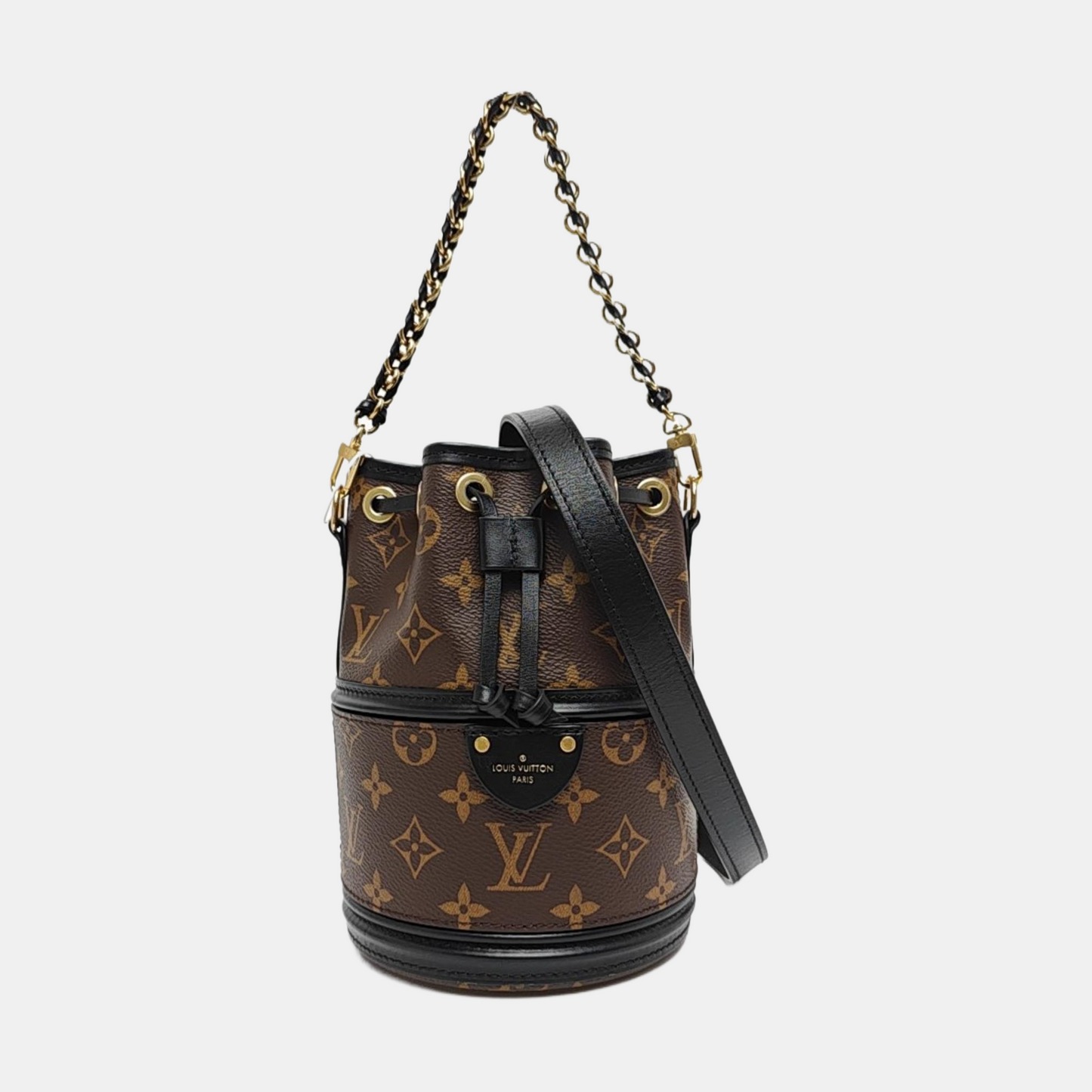 LOUIS VUITTON CANOÉ Brown Coated Canvas Monogram Shoulder Bag Crossbody Bag Golden Hardware 2 Removable Straps-(SKU)-969653970