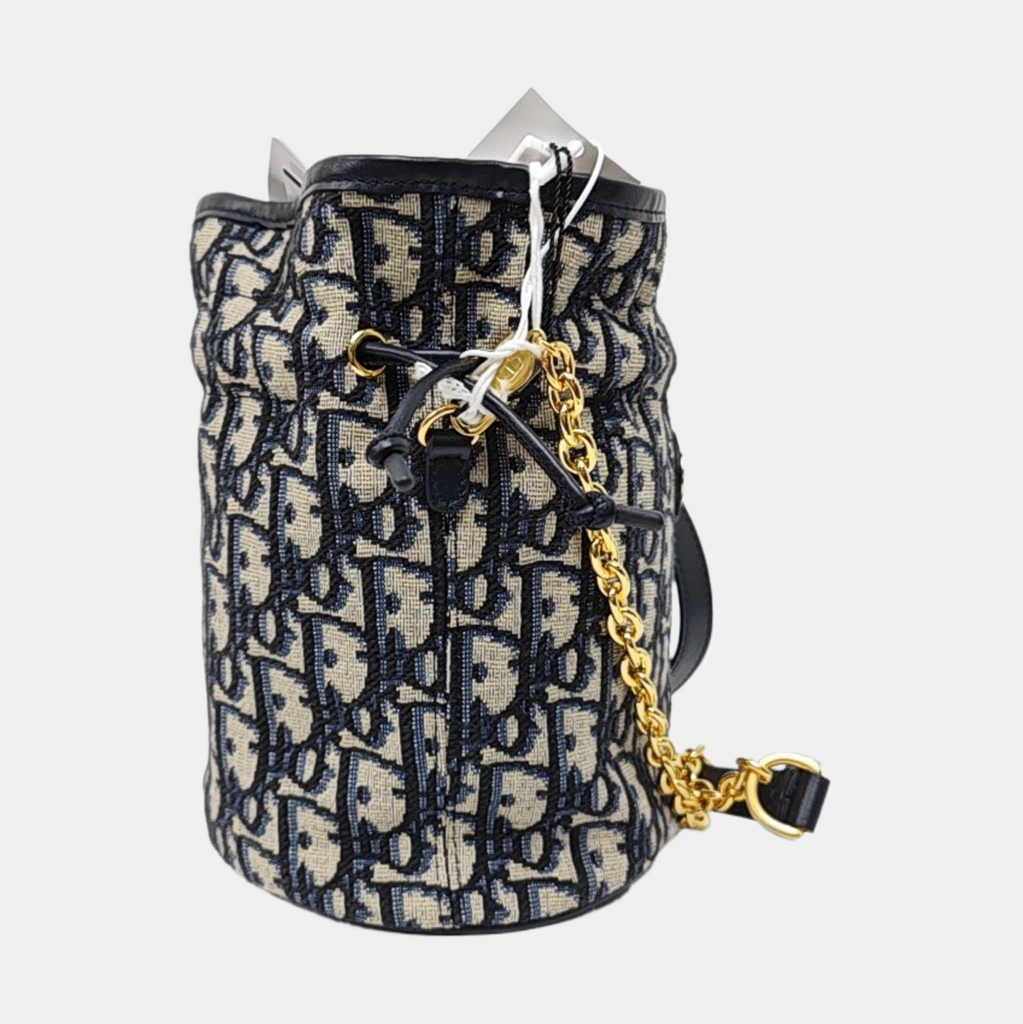 DIOR 30 Montaigne Mini Blue Fabric Monogram Embossed Shoulder Bag Tote Crossbody Bag Gold Hardware Removable Strap-(SKU)-969653781