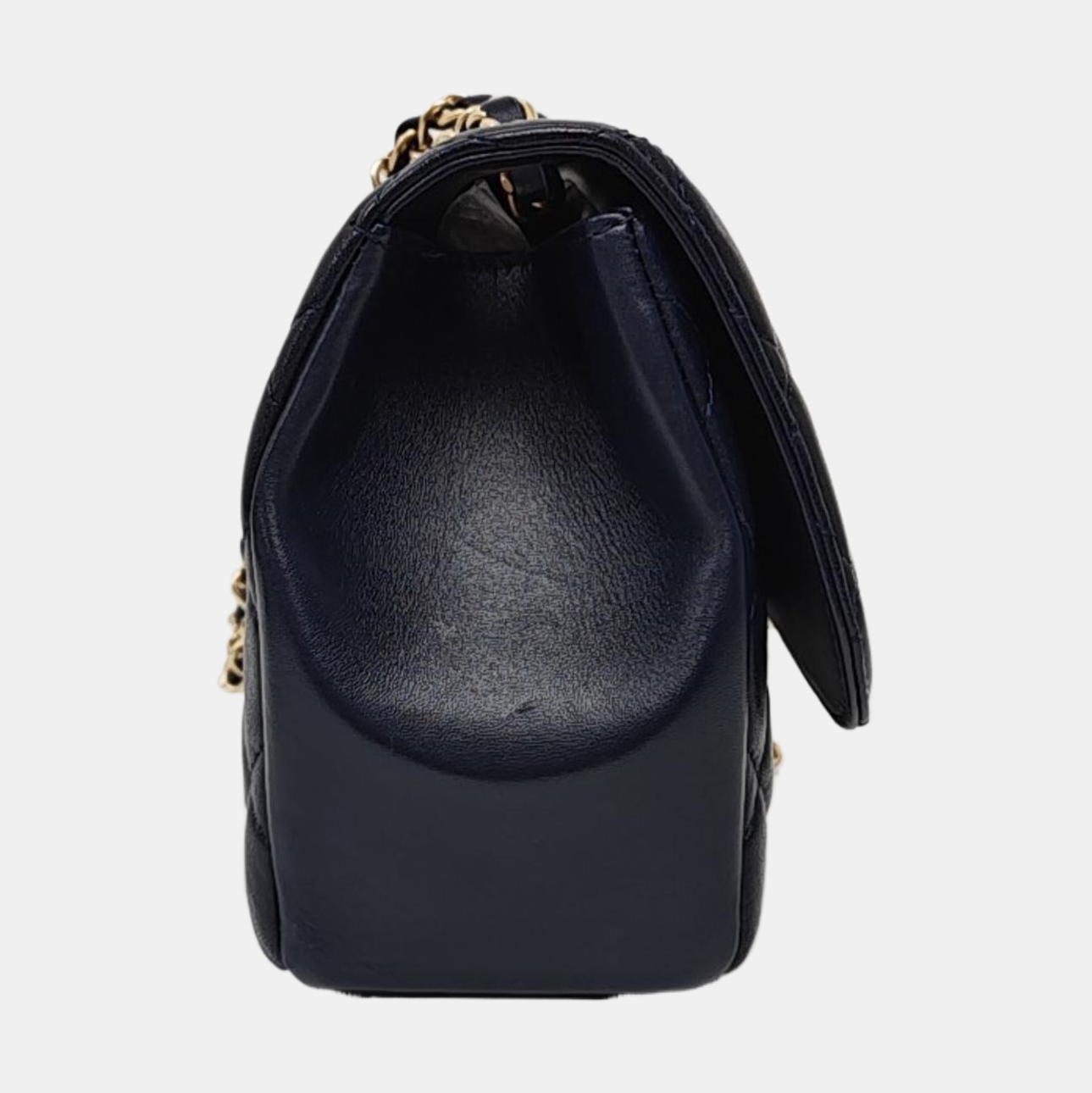 CHANEL CLASSIC SINGLE FLAP Medium Deep Blue Lamb Leather Quilted Single Shoulder Bag Crossbody Bag Golden Hardware 21 Clutch-(SKU)-969199227