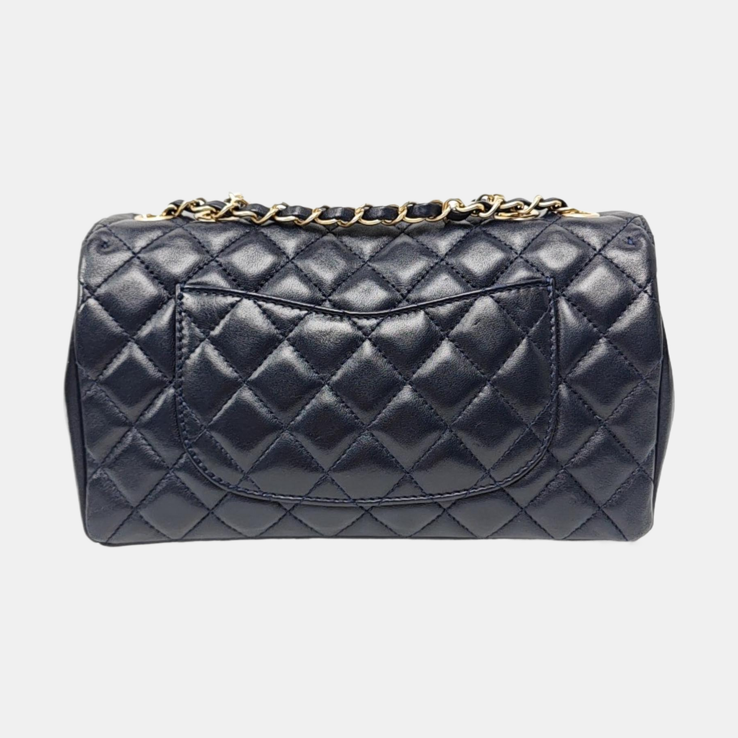 CHANEL CLASSIC SINGLE FLAP Medium Deep Blue Lamb Leather Quilted Single Shoulder Bag Crossbody Bag Golden Hardware 21 Clutch-(SKU)-969199227