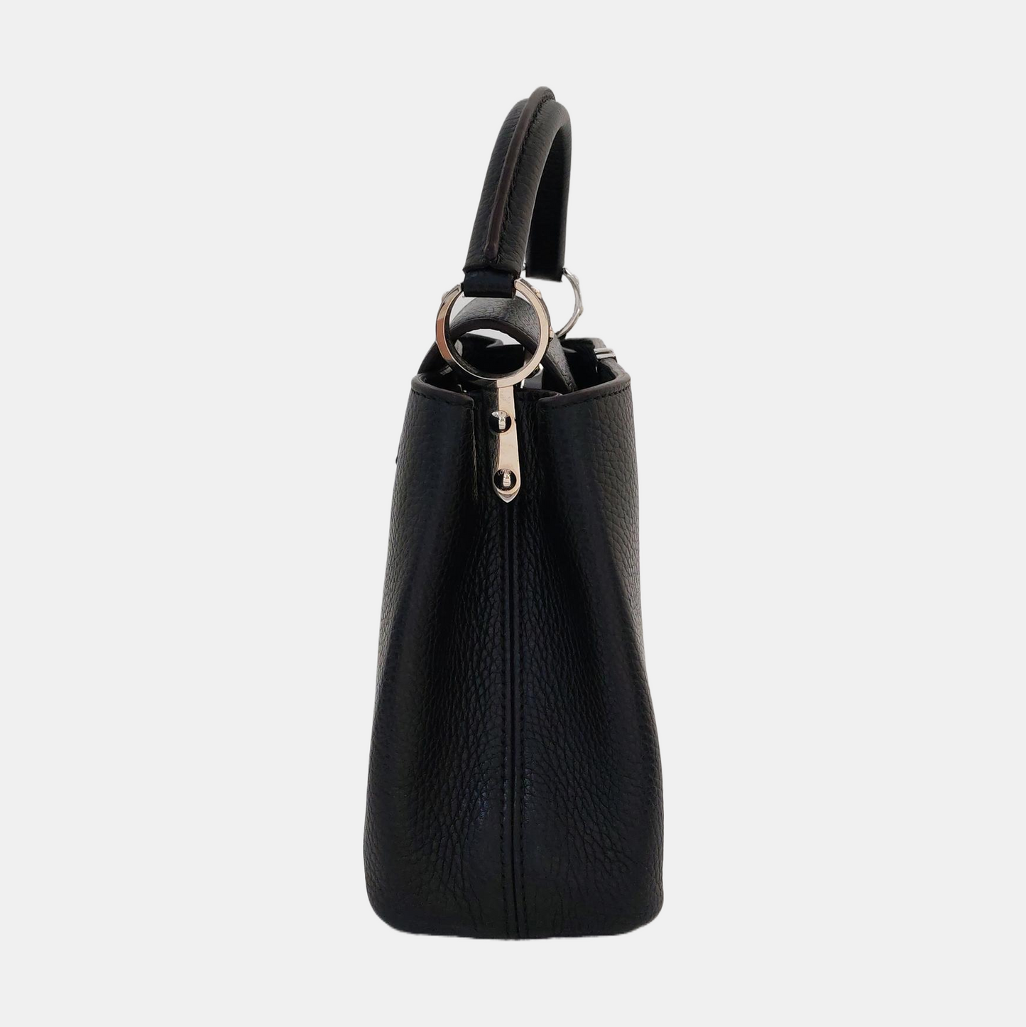 LOUIS VUITTON CAPUCINES BB Black Calfskin Shoulder Bag, Handbag, Crossbody Bag with Detachable Strap-(SKU)-969527103