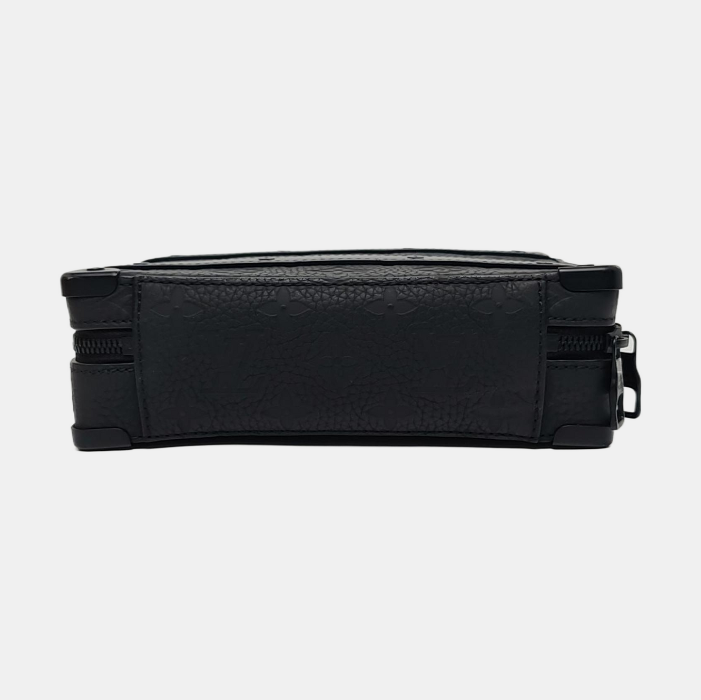 LOUIS VUITTON SOFT TRUNK Black Leather Monogram Black Crossbody Bag Single Shoulder Bag with Detachable Strap and Black Hardware-(SKU)-969594578
