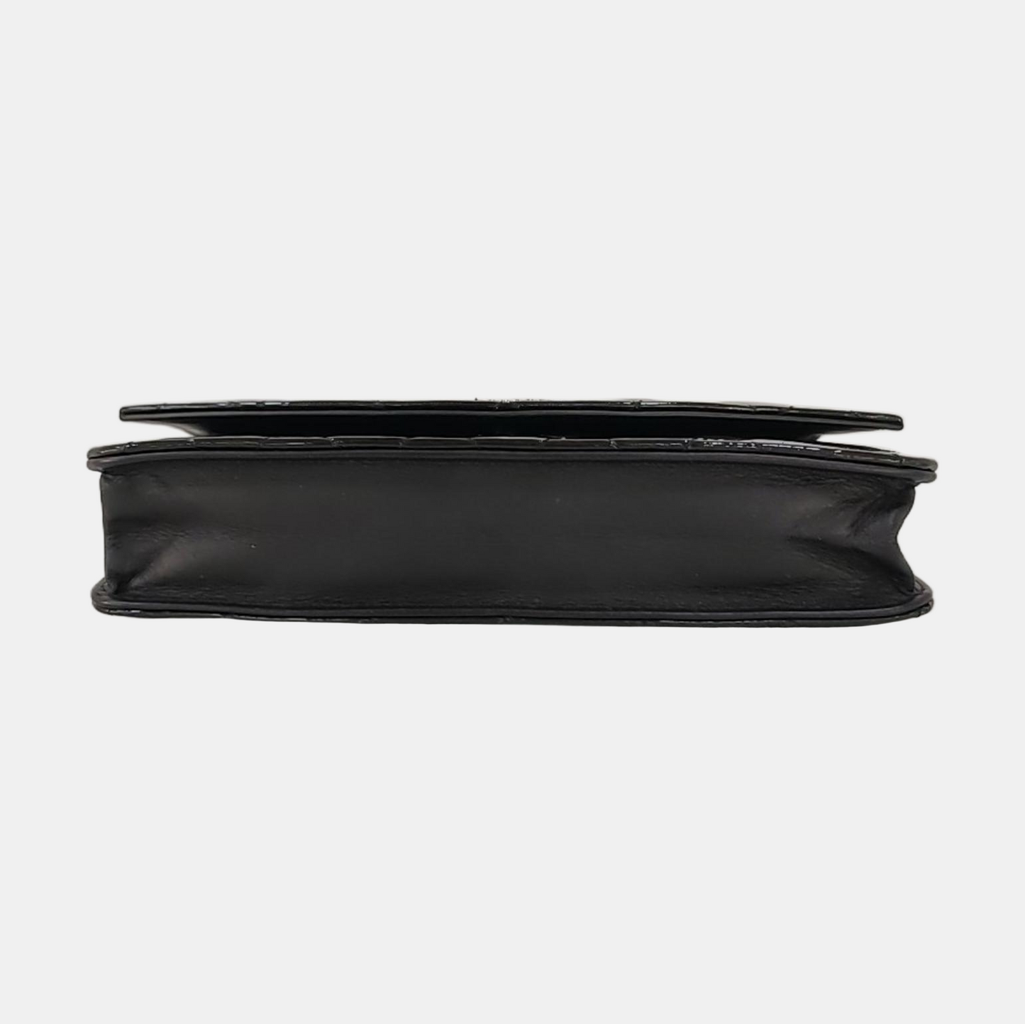 CHANEL WOC Black Patent Leather Quilted Crossbody and Single Shoulder Bag with Silver Hardware, 18 Clasps-(SKU)-969632821