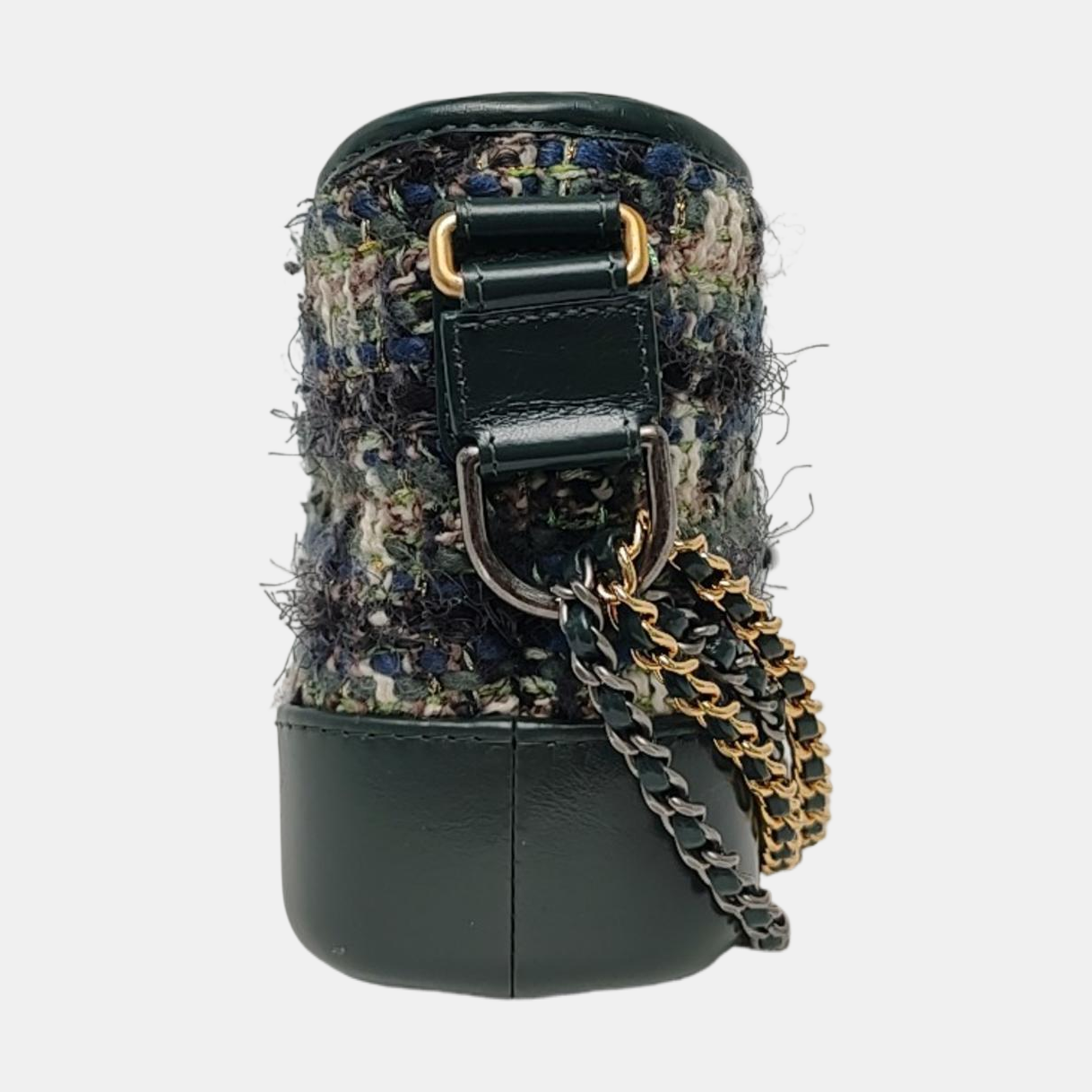 CHANEL GABRIELLE Small Dark Green Tweed Quilted Shoulder Bag Crossbody Bag Detachable Strap-(SKU)-969580034