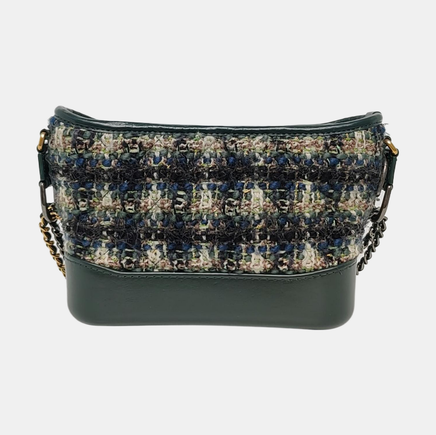 CHANEL GABRIELLE Small Dark Green Tweed Quilted Shoulder Bag Crossbody Bag Detachable Strap-(SKU)-969580034