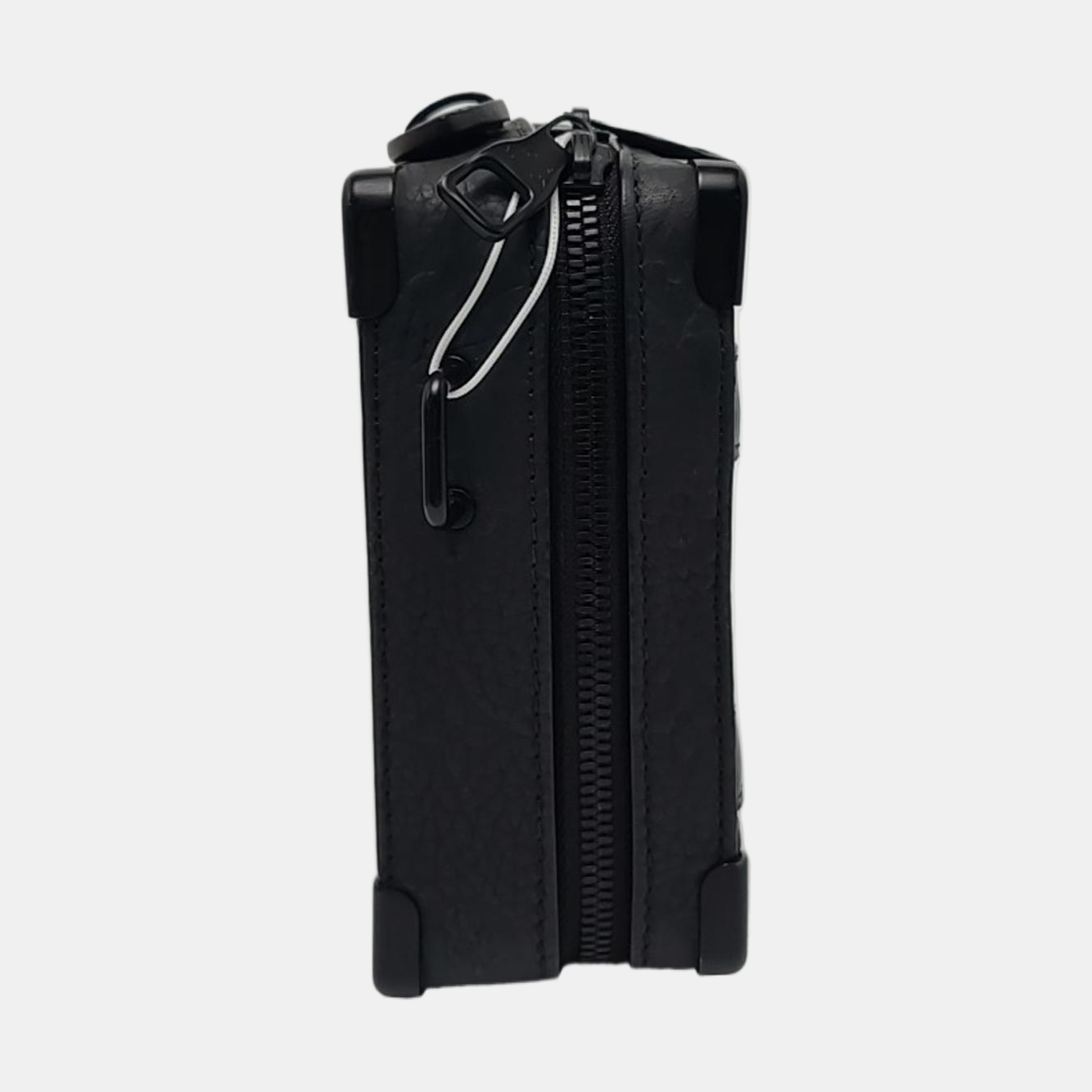 LOUIS VUITTON SOFT TRUNK Black Leather Monogram Black Crossbody Bag Single Shoulder Bag with Detachable Strap and Black Hardware-(SKU)-969594578