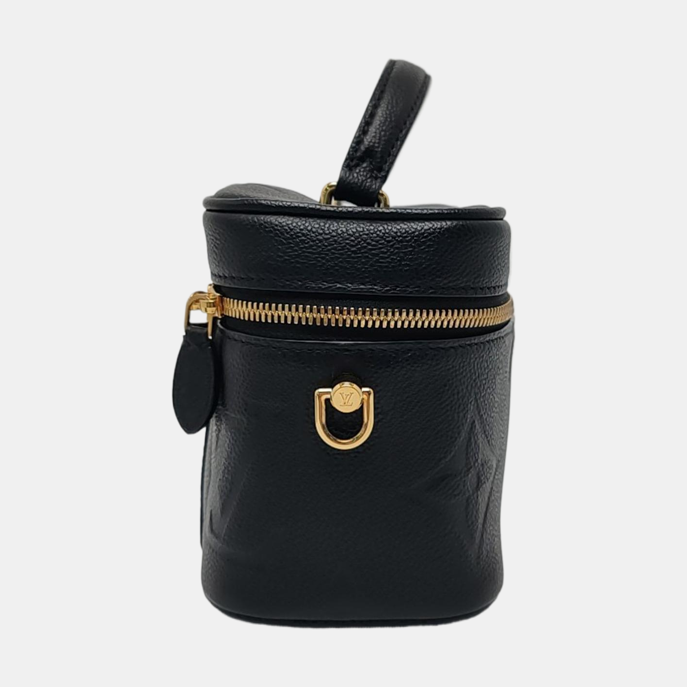LOUIS VUITTON NICE Small Black Leather Vintage Embossed Shoulder Bag Tote Bag Crossbody Bag Gold Hardware Removable Strap-(SKU)-970099706
