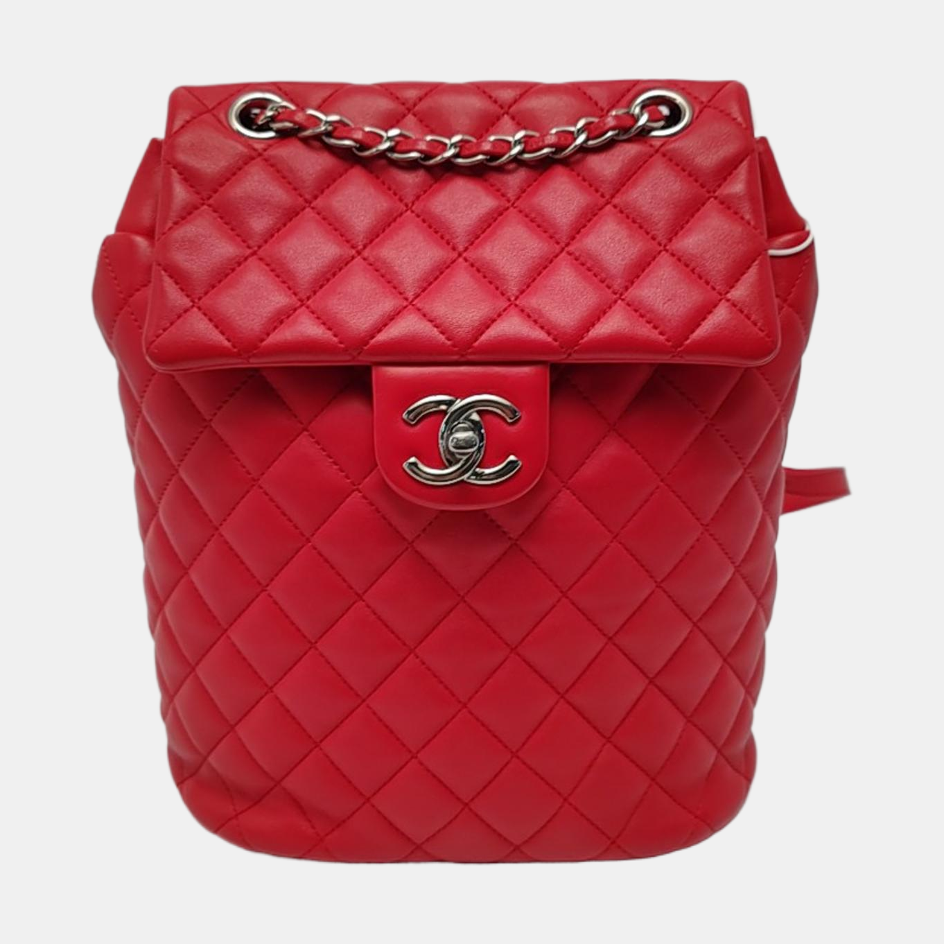 CHANEL URBAN SPIRIT Small Red Leather Quilted Backpack with Removable Strap-(SKU)-969826717
