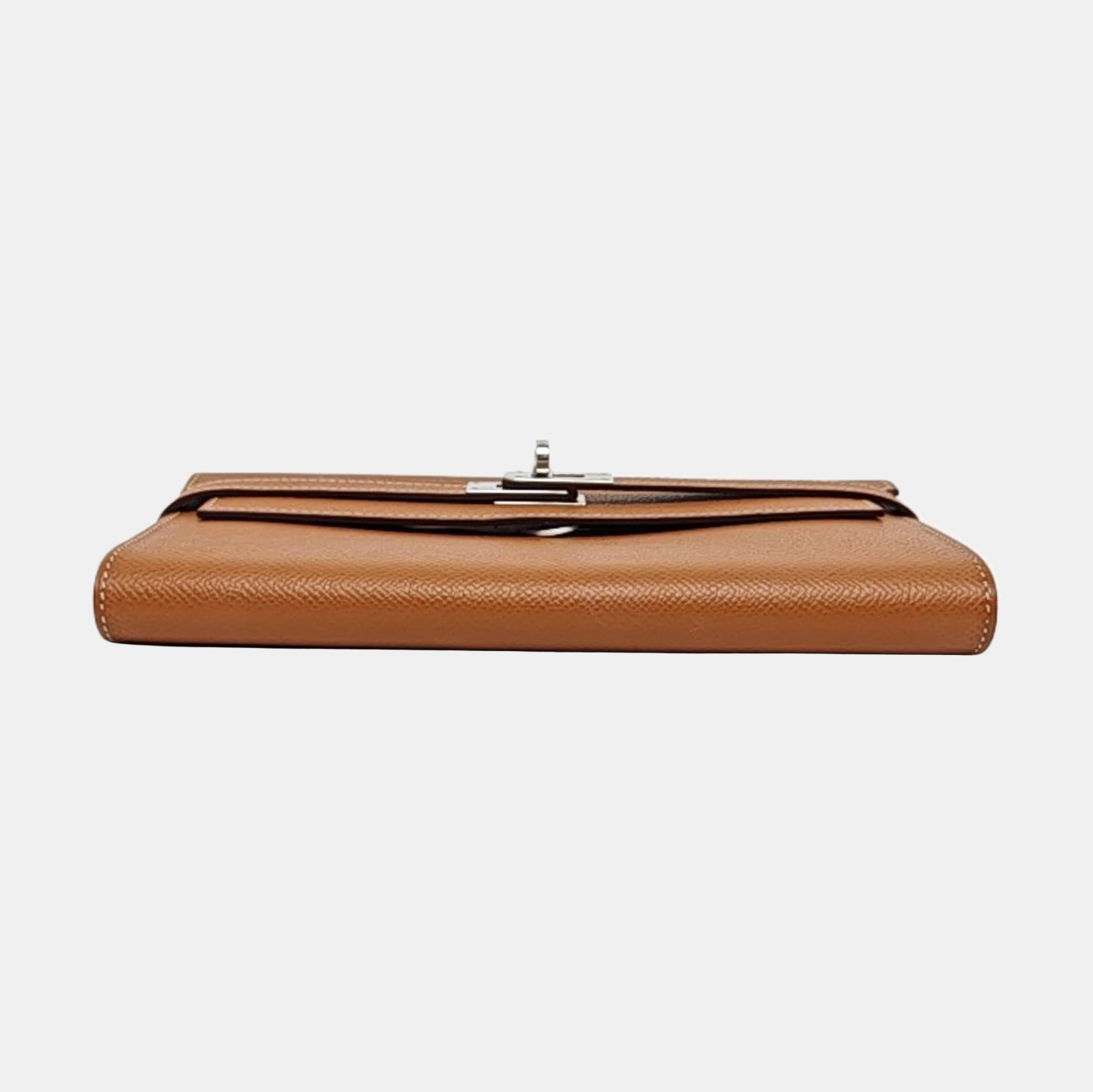 HERMÈS Kelly Gold Brown Epsom Calfskin Wallet with Silver Hardware D-(SKU)-969641631