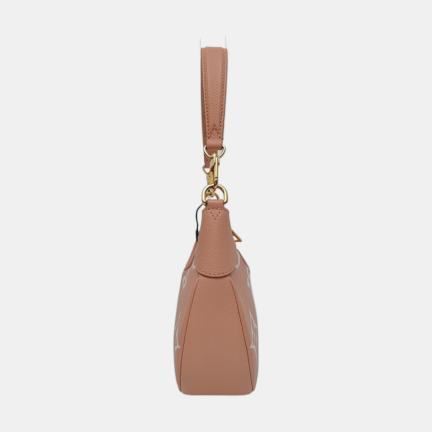 LOUIS VUITTON BAGATELLE Pink Calfskin Monogram Embossed Shoulder Bag Crossbody Tote Bag Gold Hardware 2 Removable Straps-(SKU)-969784927