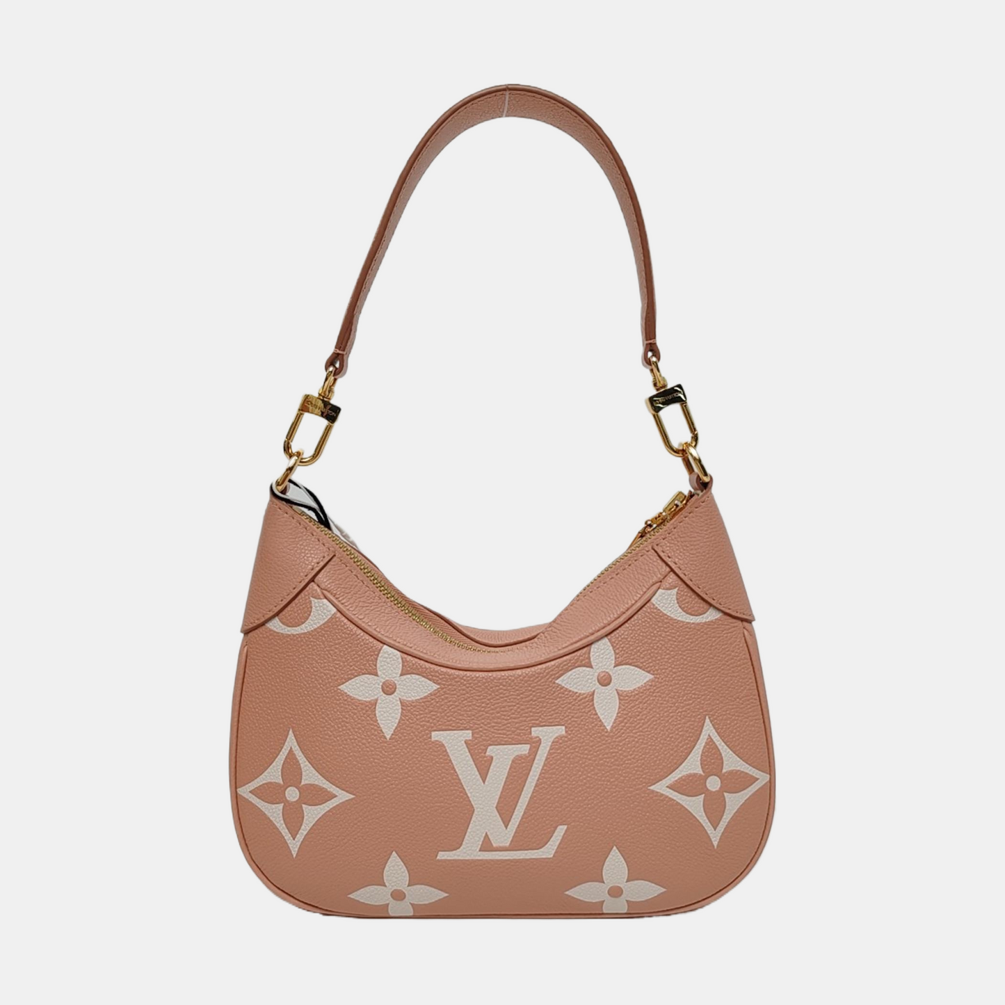 LOUIS VUITTON BAGATELLE Pink Calfskin Monogram Embossed Shoulder Bag Crossbody Tote Bag Gold Hardware 2 Removable Straps-(SKU)-969784927