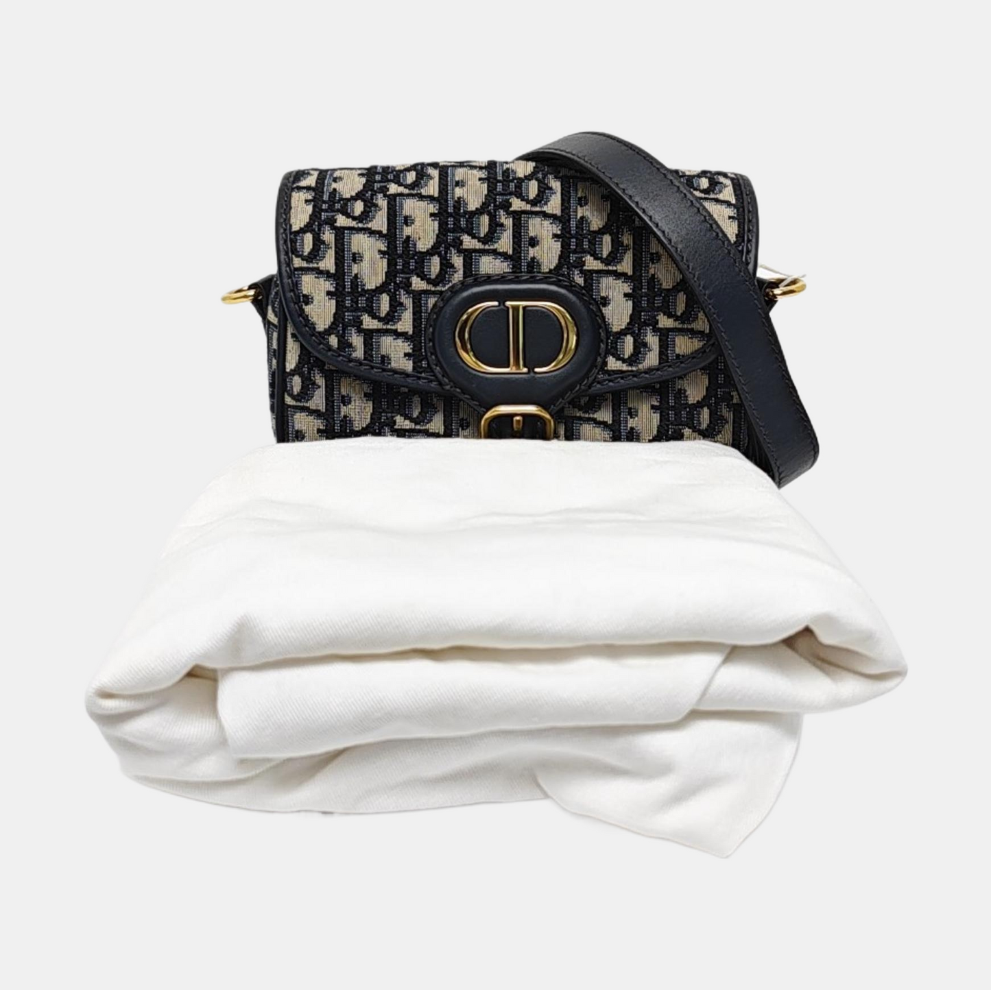 DIOR Bobby Small Blue Canvas Monogram Single Shoulder Bag Tote Bag Crossbody Bag with Gold Hardware Removable Strap-(SKU)-969891696