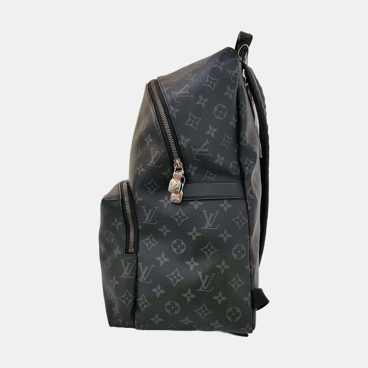 LOUIS VUITTON DISCOVERY Dark Gray Coated Canvas Monogram Printed Backpack Tote Bag with Silver Hardware-(SKU)-969984288