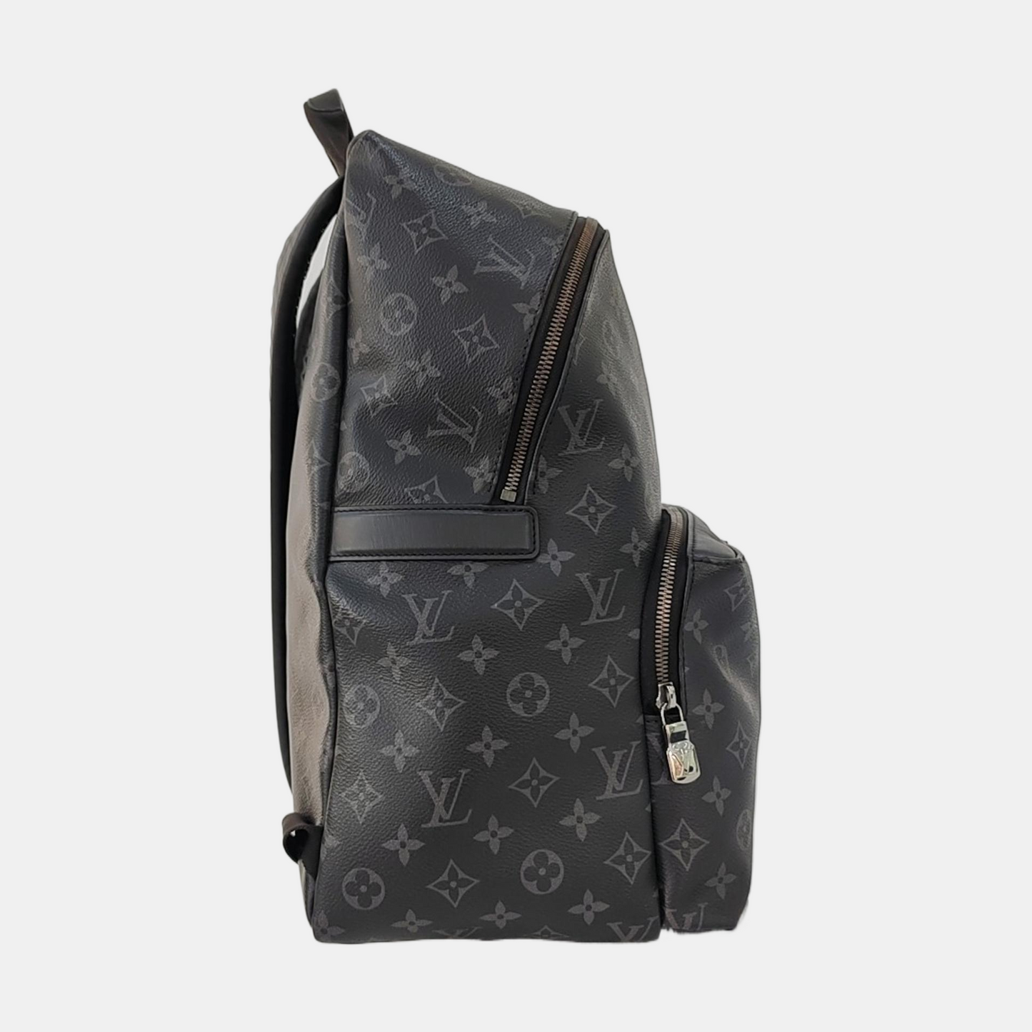 LOUIS VUITTON DISCOVERY Dark Gray Coated Canvas Monogram Printed Backpack Tote Bag with Silver Hardware-(SKU)-969984288