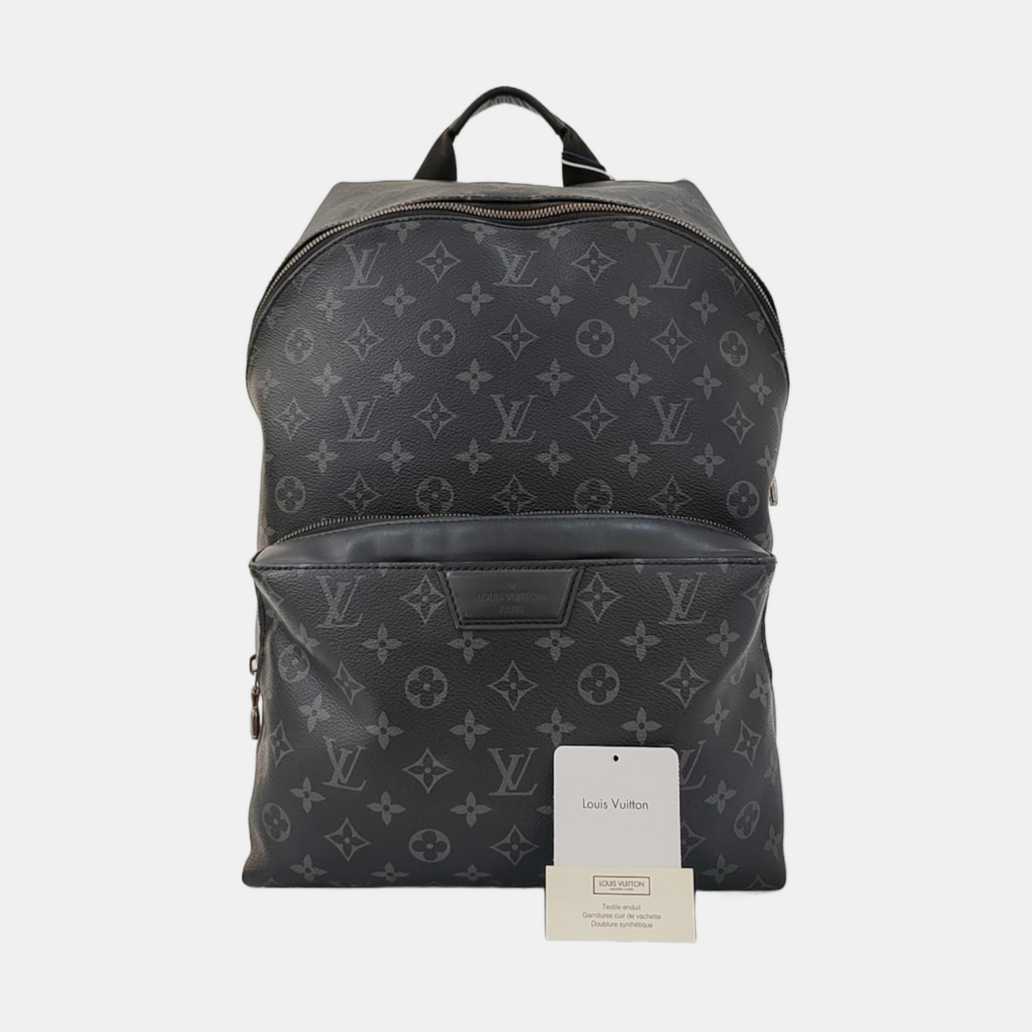 LOUIS VUITTON DISCOVERY Dark Gray Coated Canvas Monogram Printed Backpack Tote Bag with Silver Hardware-(SKU)-969984288