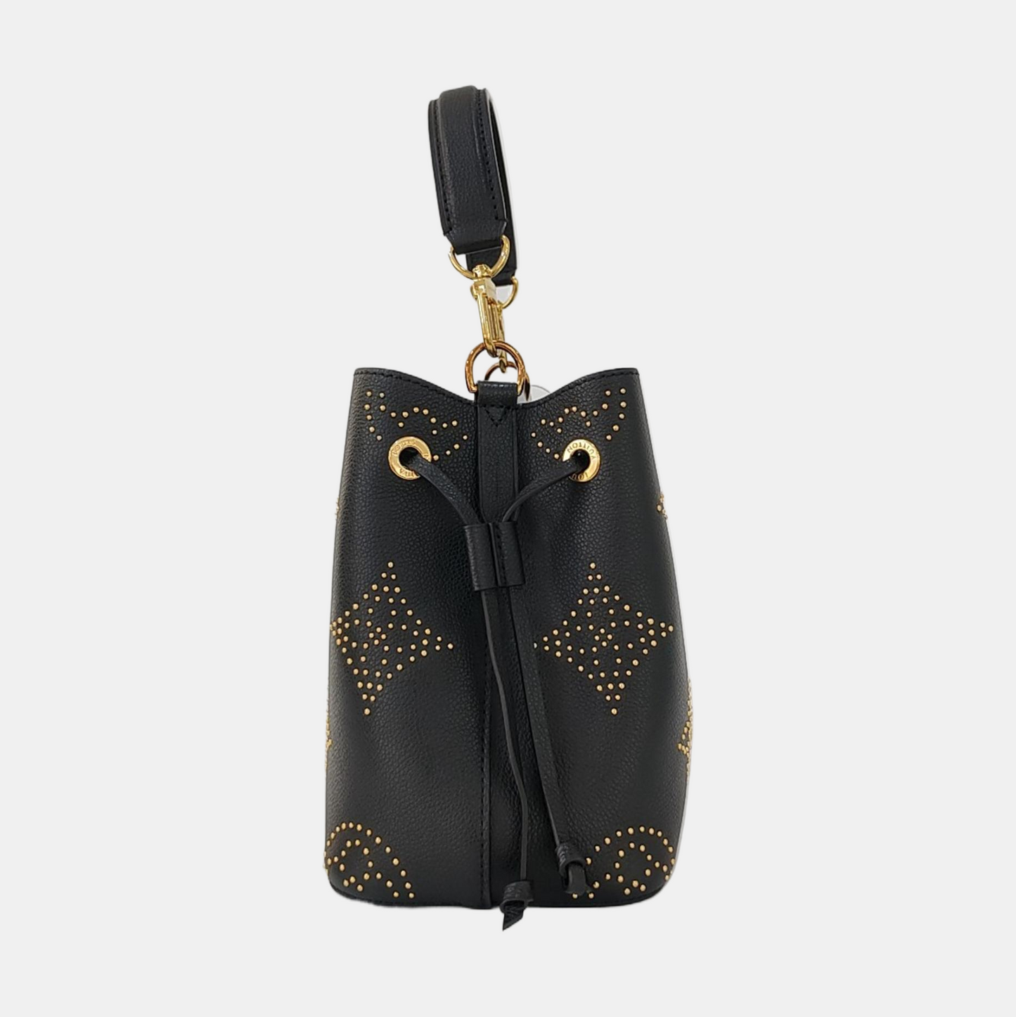 LOUIS VUITTON NÉONOÉ BB Black Leather Studs Shoulder Bag Tote Bag Crossbody Golden Hardware 2 Removable Shoulder Straps-(SKU)-969966256