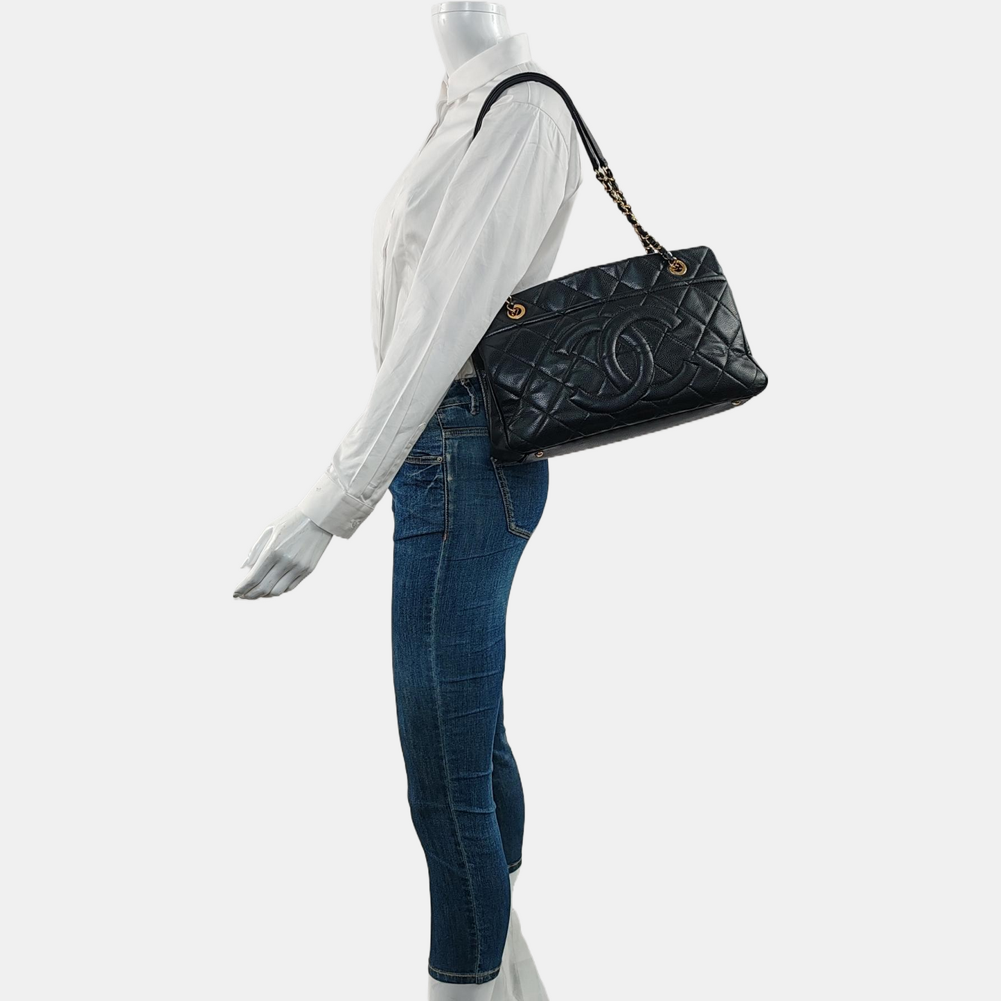 CHANEL CC TIMELESS SOFT Black Calfskin Quilted Cannage Single Shoulder Bag, Handbag with Detachable Straps and Gold Hardware-(SKU)-969974603