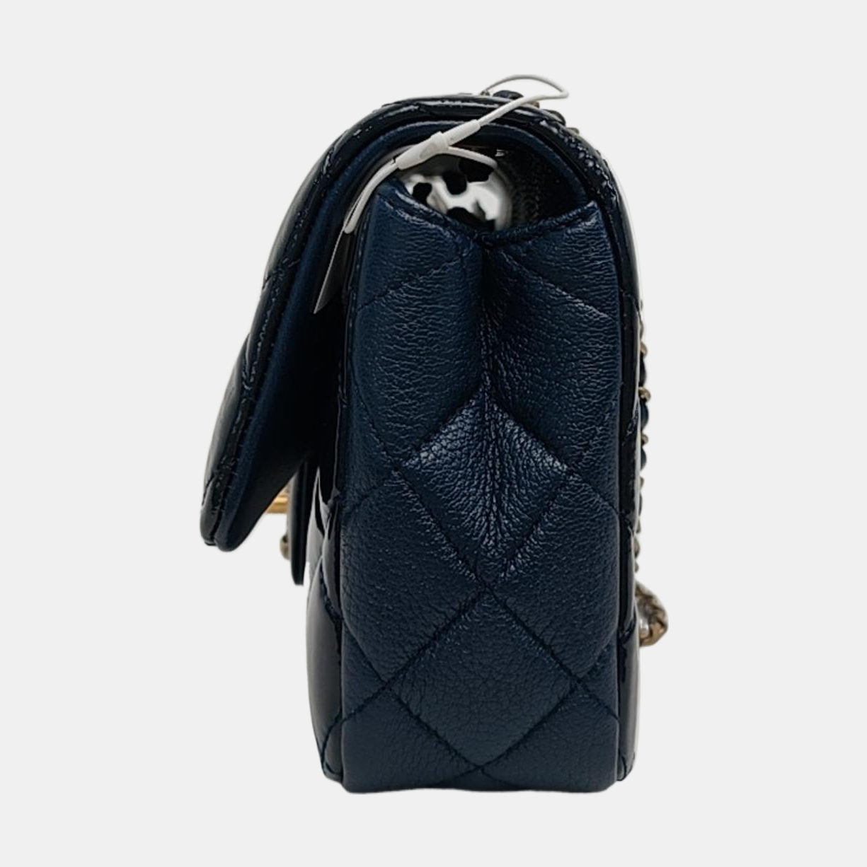 CHANEL CLASSIC FLAP Deep Blue Patent Leather Quilted Crossbody Shoulder Bag with Golden Hardware, 21K-(SKU)-969955803