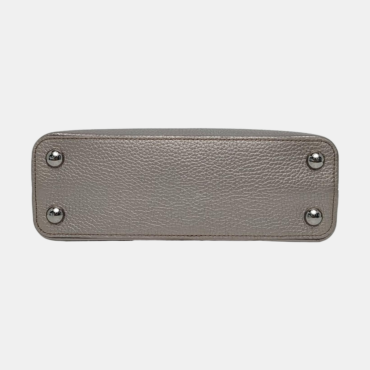 LOUIS VUITTON CAPUCINES Small Size Silver Calfskin Capucines Single Shoulder Bag with Silver Hardware Removable Shoulder Strap-(SKU)-969826405