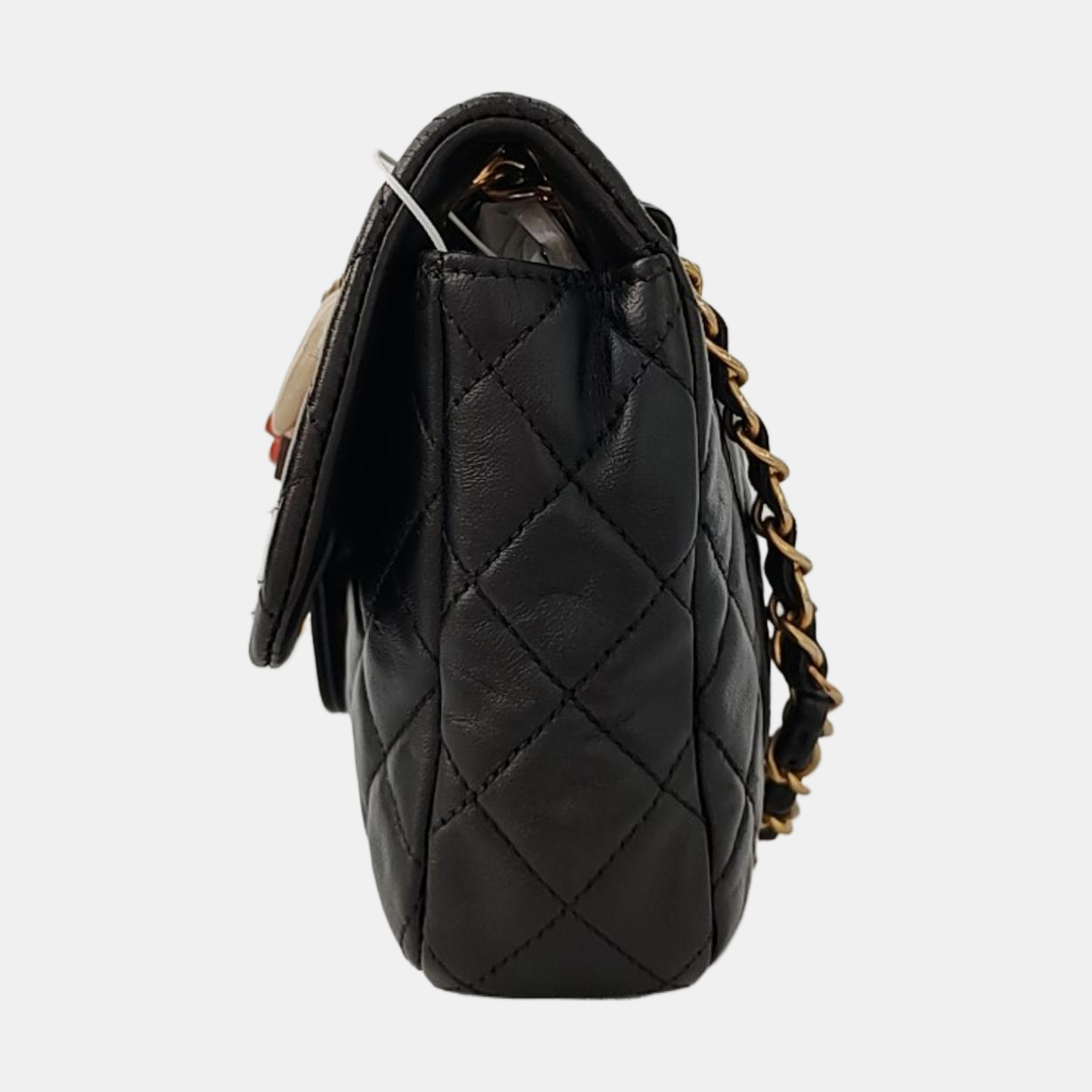 CHANEL CLASSIC FLAP Medium-sized Black Lamb Skin Quilted Monogram Crossbody Bag Shoulder Bag 14 Clasp Golden Hardware-(SKU)-970125133