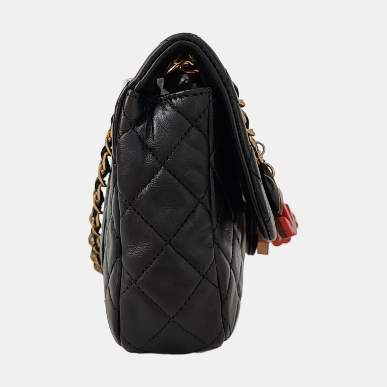 CHANEL CLASSIC FLAP Medium-sized Black Lamb Skin Quilted Monogram Crossbody Bag Shoulder Bag 14 Clasp Golden Hardware-(SKU)-970125133