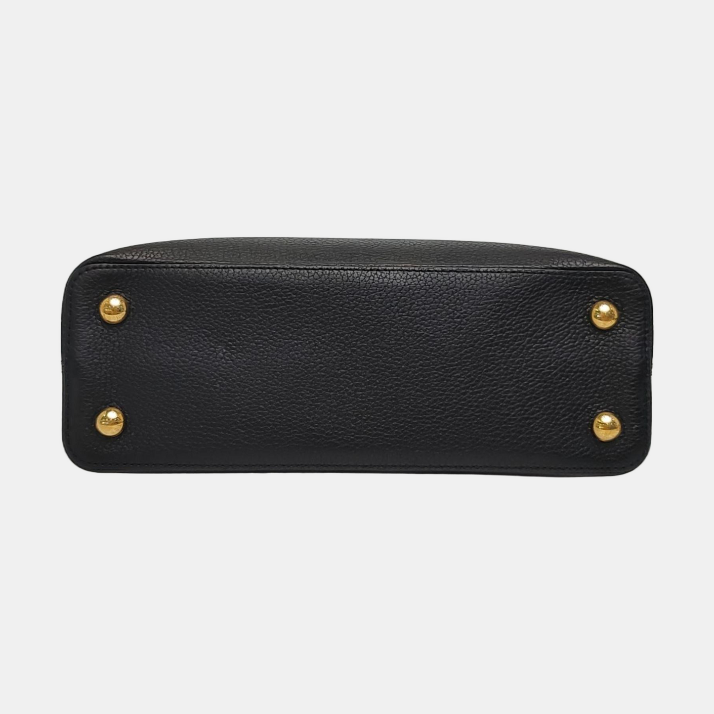 LOUIS VUITTON CAPUCINES Medium Black Calfskin Studs Shoulder Bag Tote Crossbody Bag Gold Hardware Removable Shoulder Strap-(SKU)-970294720