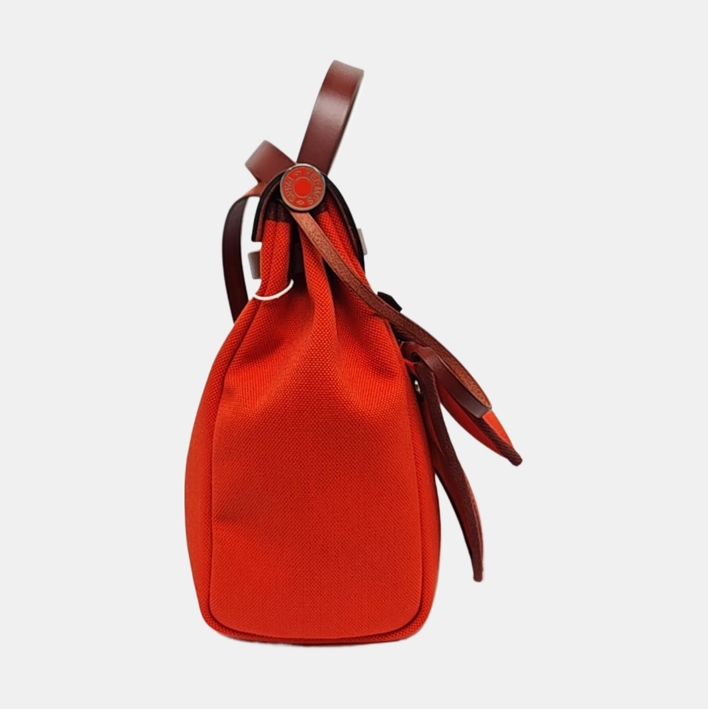 HERMÈS Herbag 31 Lotus Flower/Orange Red Canvas Single Shoulder Bag Handbag Silver Hardware Z Pockets Removable Strap-(SKU)-970002442