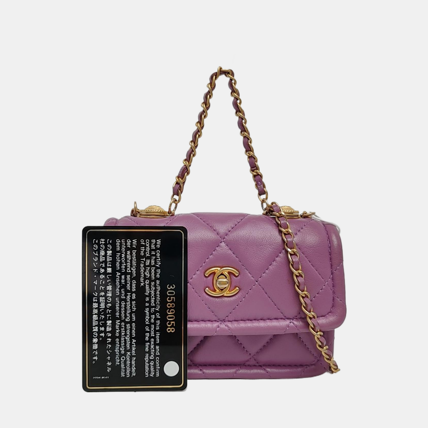 CHANEL BIJOUX FLAP Purple Sheepskin Quilted Diamond Pattern Crossbody Bag Single Shoulder Bag Golden Hardware 30 Clasp-(SKU)-970005240