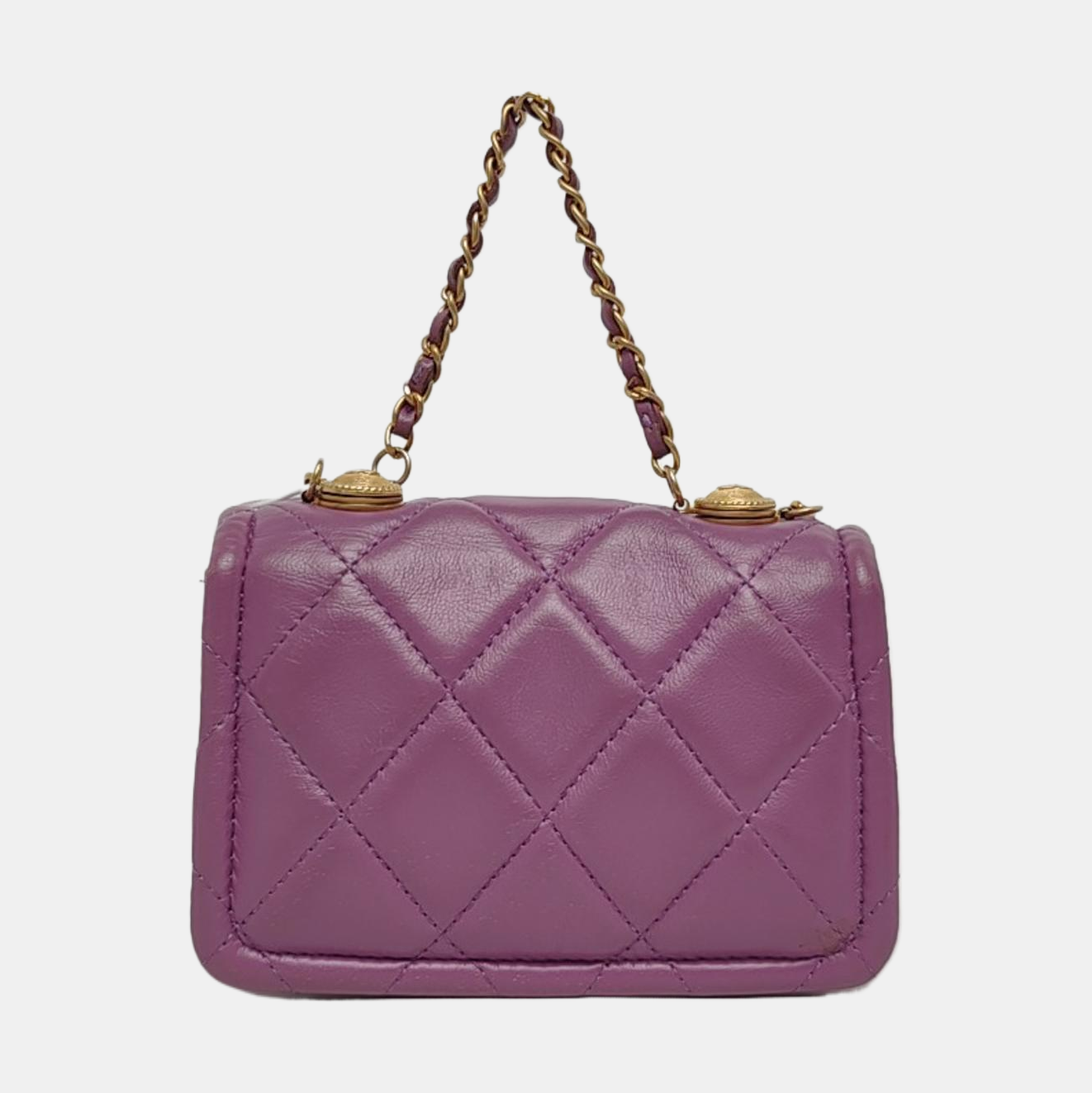 CHANEL BIJOUX FLAP Purple Sheepskin Quilted Diamond Pattern Crossbody Bag Single Shoulder Bag Golden Hardware 30 Clasp-(SKU)-970005240
