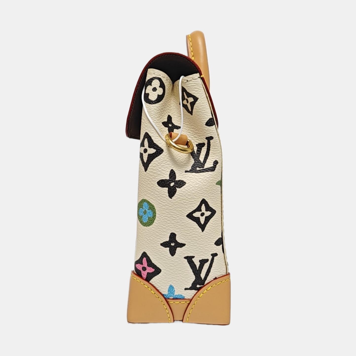 LOUIS VUITTON STEAMER Beige Calfskin Monogram Print Crossbody Bag Shoulder Bag Handbag Golden Hardware Removable Strap-(SKU)-970219013