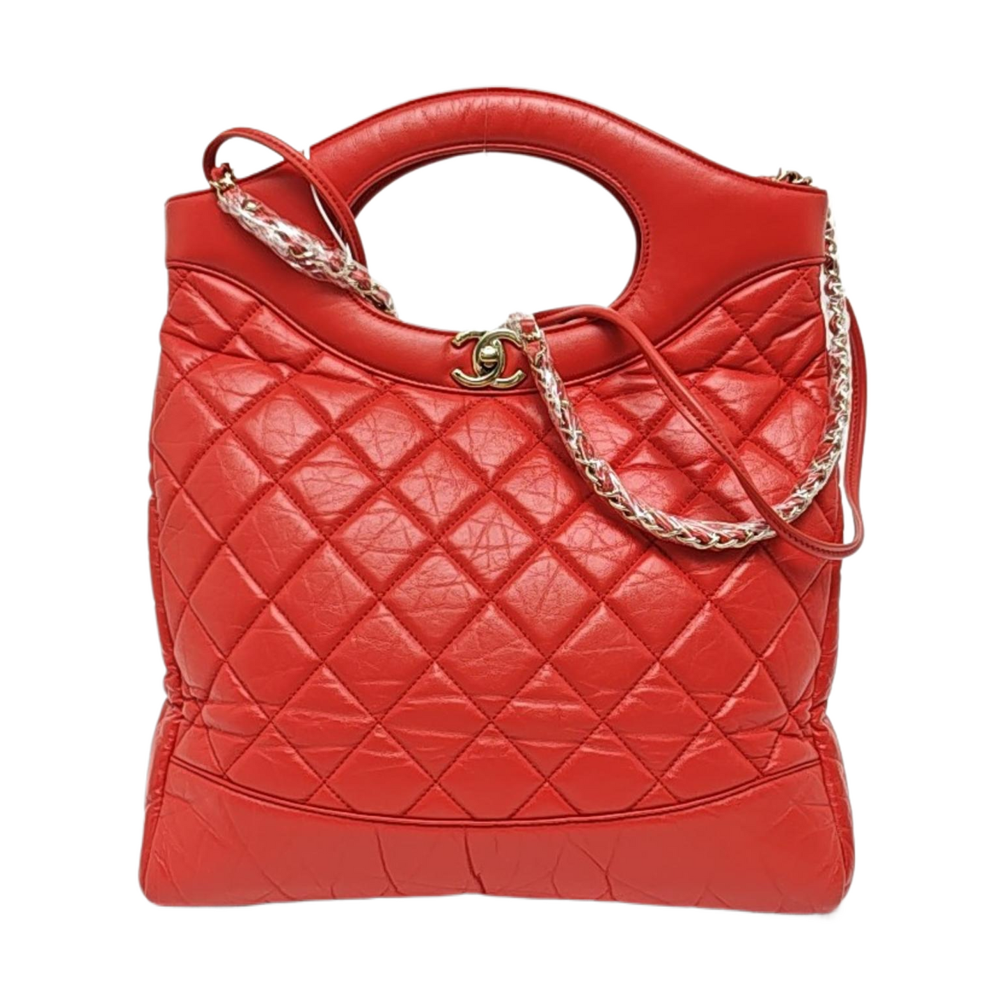 CHANEL CHANEL 31 Red Calfskin Quilted Handbag Single Shoulder Bag Gold Hardware 30 Clasp-(SKU)-970274590