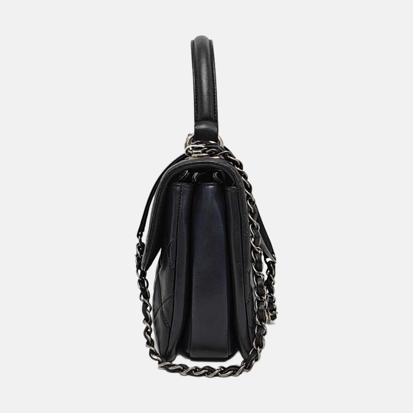 CHANEL TRENDY CC Small Dark Blue Lamb Leather Quilted Single Shoulder Bag Handbag Crossbody Bag Detachable Strap-(SKU)-970291914