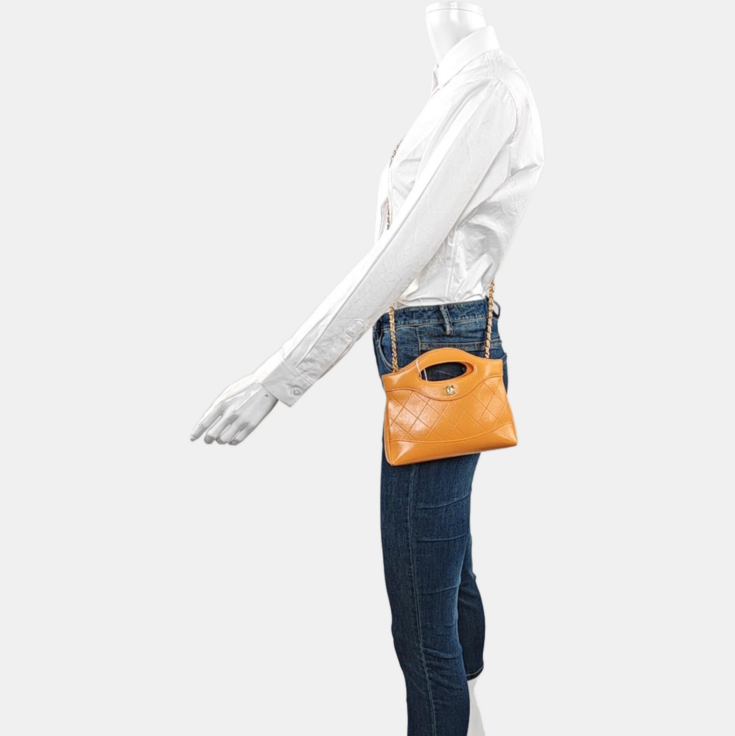 CHANEL CHANEL 31 Nano Yellow Calfskin Quilted Shoulder Bag Crossbody with Gold Hardware-(SKU)-970371087