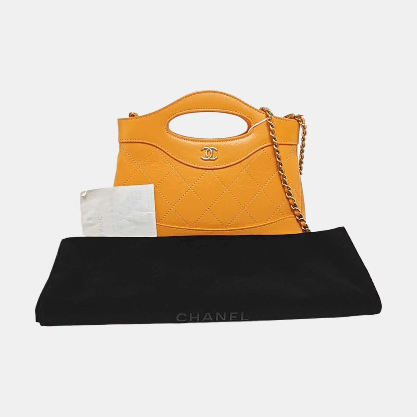 CHANEL CHANEL 31 Nano Yellow Calfskin Quilted Shoulder Bag Crossbody with Gold Hardware-(SKU)-970371087