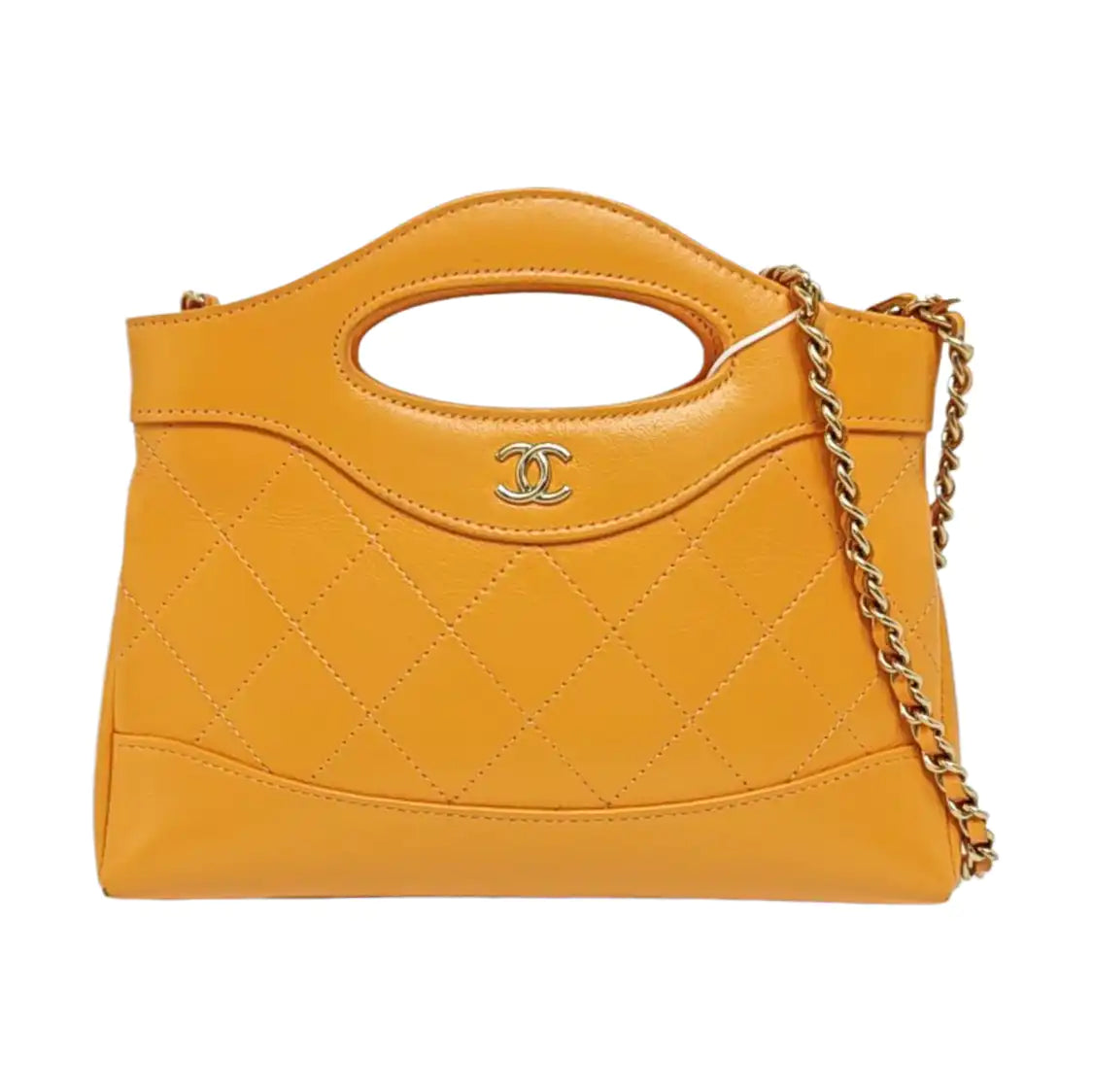 CHANEL CHANEL 31 Nano Yellow Calfskin Quilted Shoulder Bag Crossbody with Gold Hardware-(SKU)-970371087